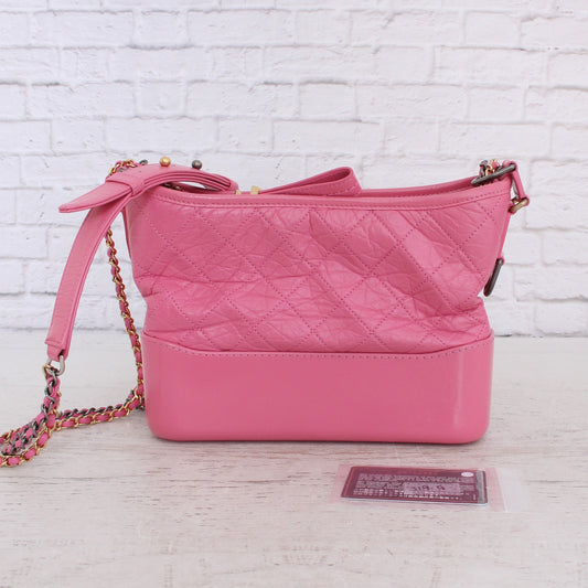 Chanel Gabrielle Hobo Quilted Calfskin Pink Bag Crossbody & Shoulder