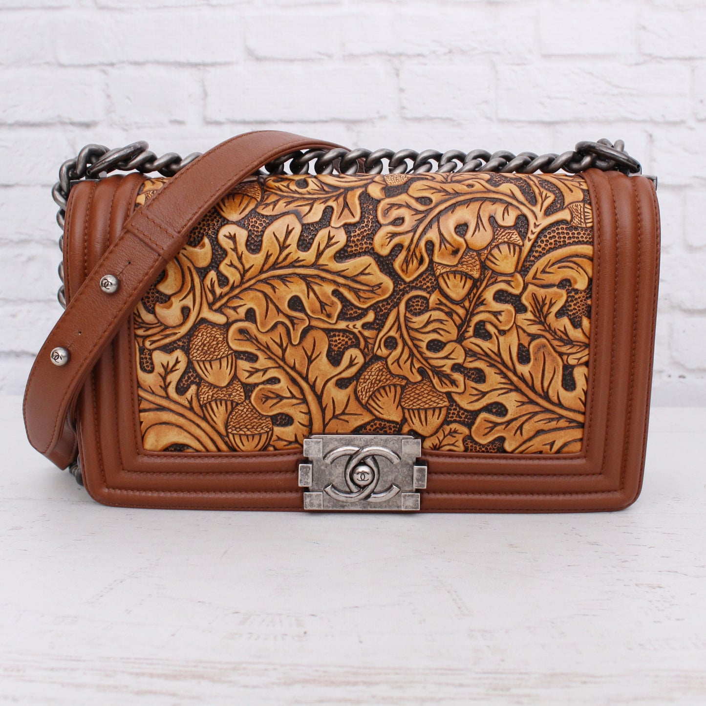 Chanel Paris-Dallas Corboda Boy Bag Embosed Calfskin Shoulder Crossbody A4817