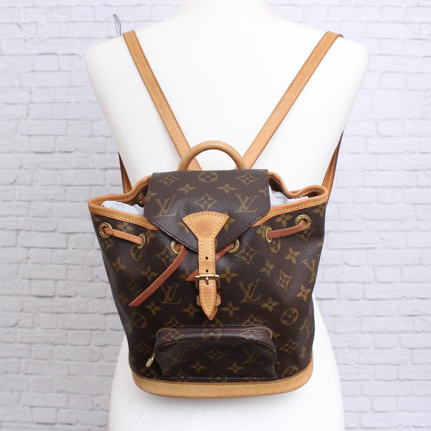 Louis Vuitton Montsouris PM Backpack Monogram Brown Handbag Leather LV