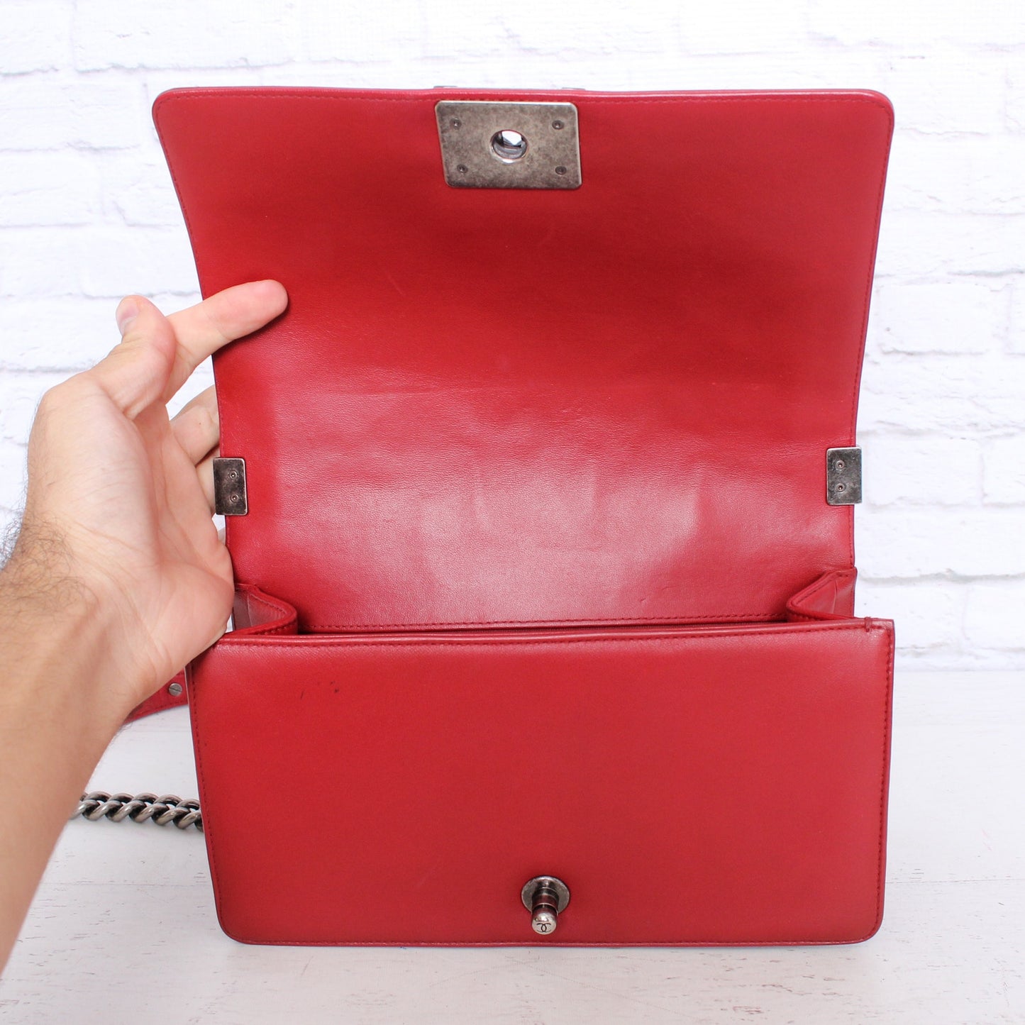 Chanel Boy Bag Limited Edition Chateau Celtic Red Calfskin Crossbody Bag A5090