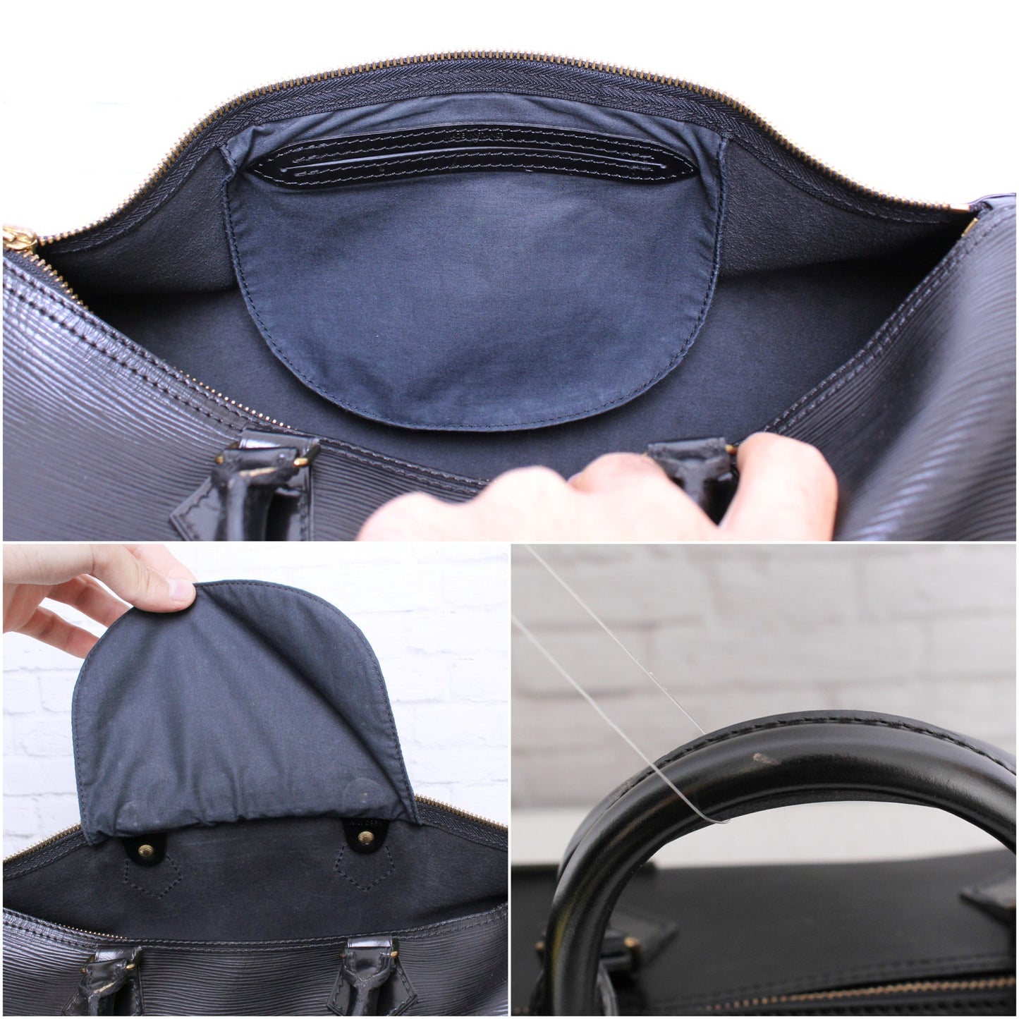 Louis Vuitton Speedy 35 Black Epi Satchel Purse Handbag Large Tote Boston A5367