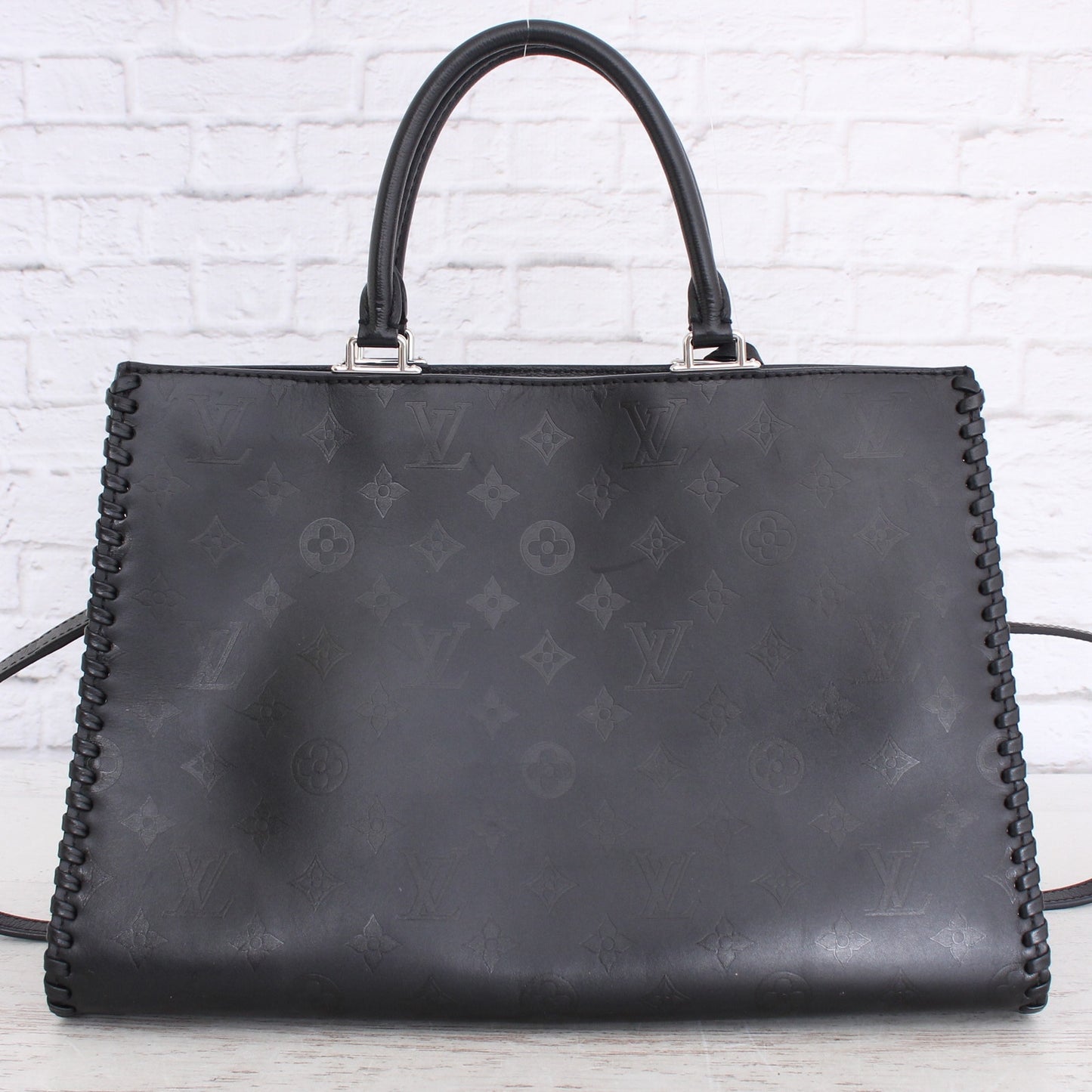 Louis Vuitton Very Zipped Tote Black Leather Satchel Shoulder Purse LV