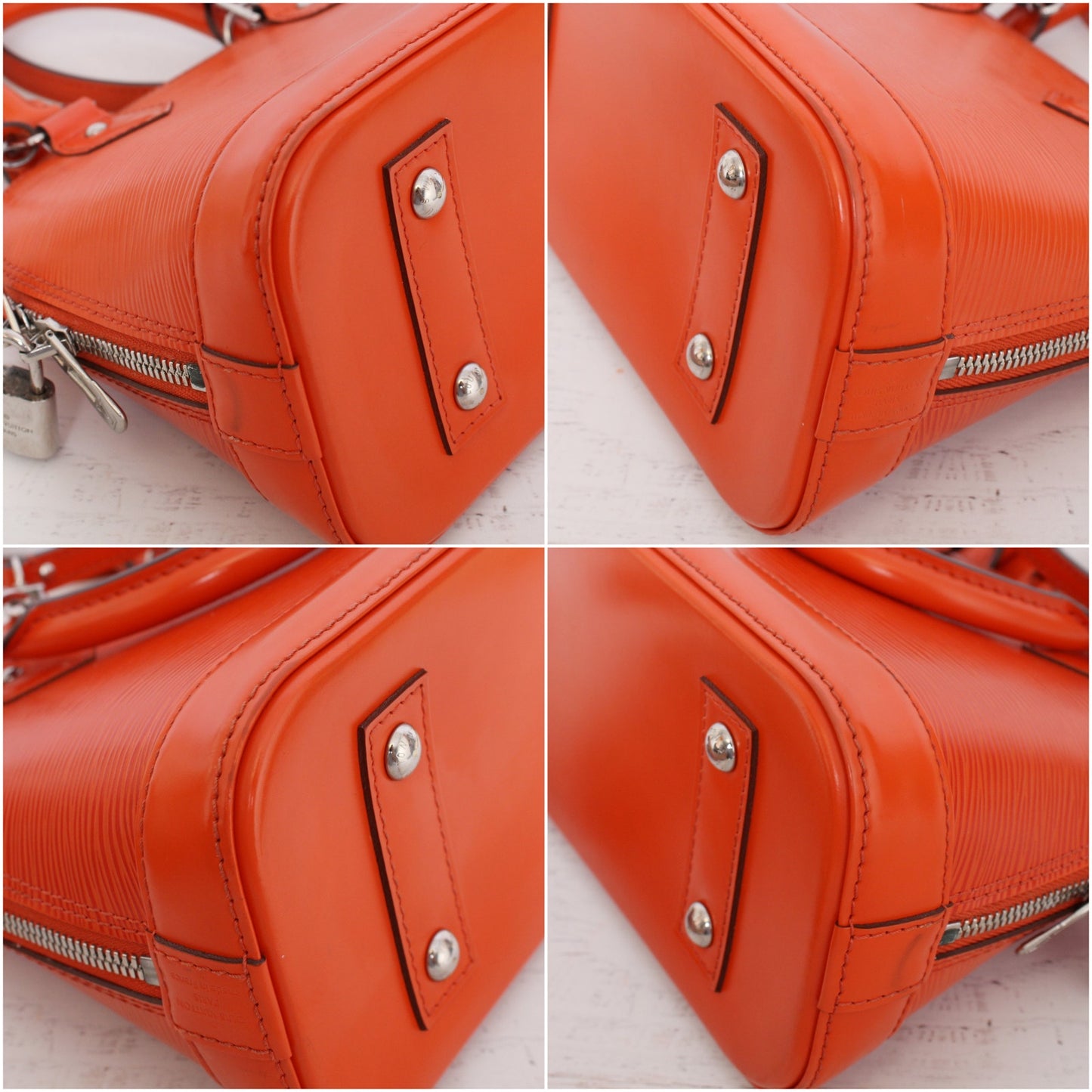 Louis Vuitton Alma BB Orange Epi Crossbody Leather Satchel Handbag A3589
