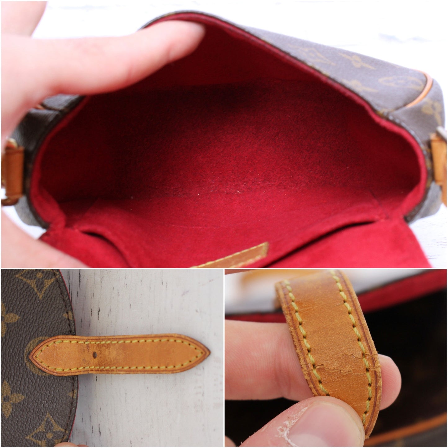 Louis Vuitton Tambourine Monogram Crossbody Shoulder Handbag Brown Leather A5650