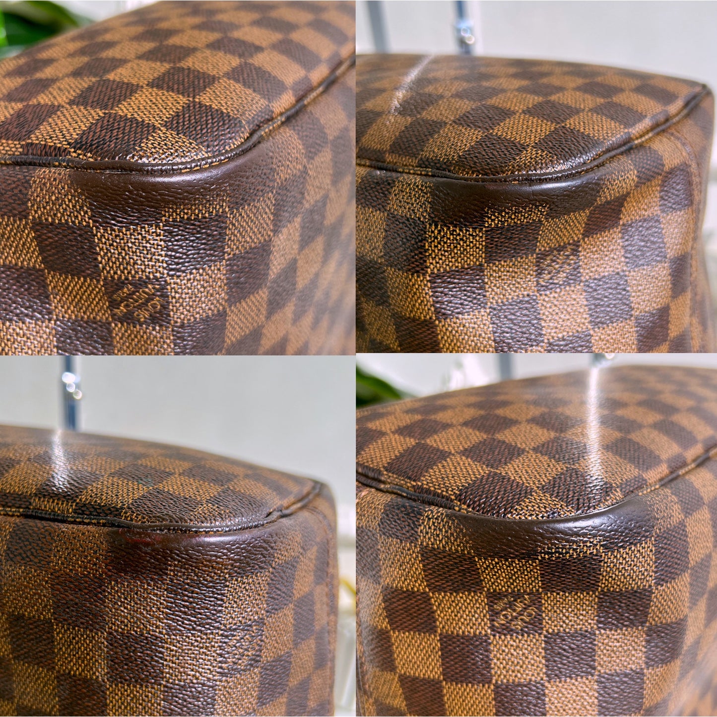 Louis Vuitton Neverfull MM Damier Ebene Leather Tote Shoulder LV Purse