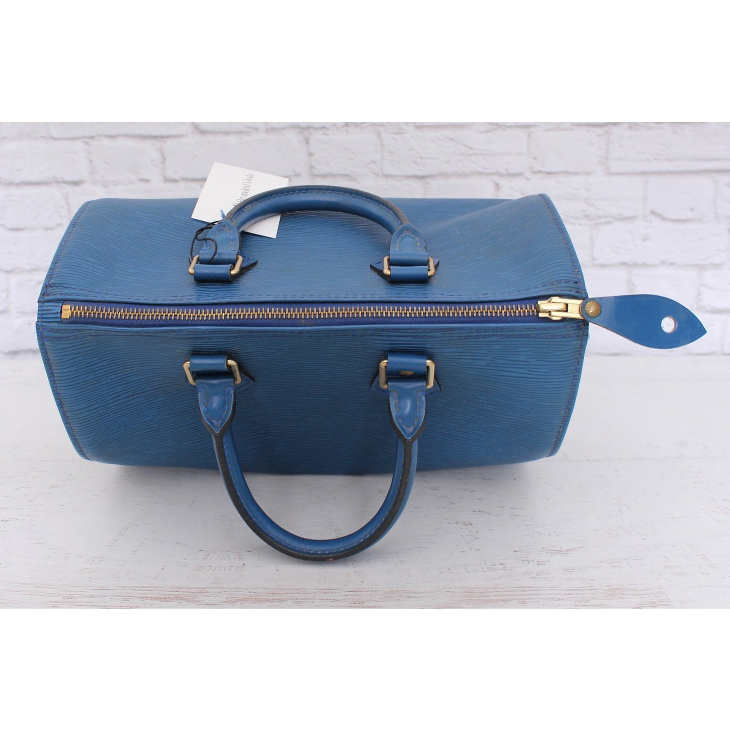 Louis Vuitton Speedy 25 Blue Epi Leather Satchel Purse Handbag Tote Purse A4917