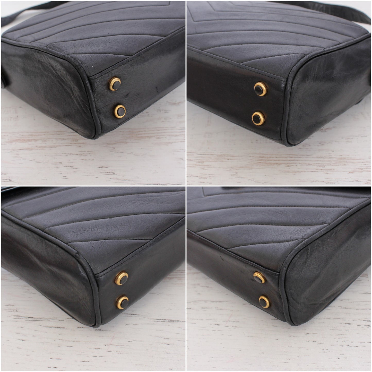 Chanel Envelope Flap V Stitch Black Lambskin Leather Shoulder Bag Purse A4747