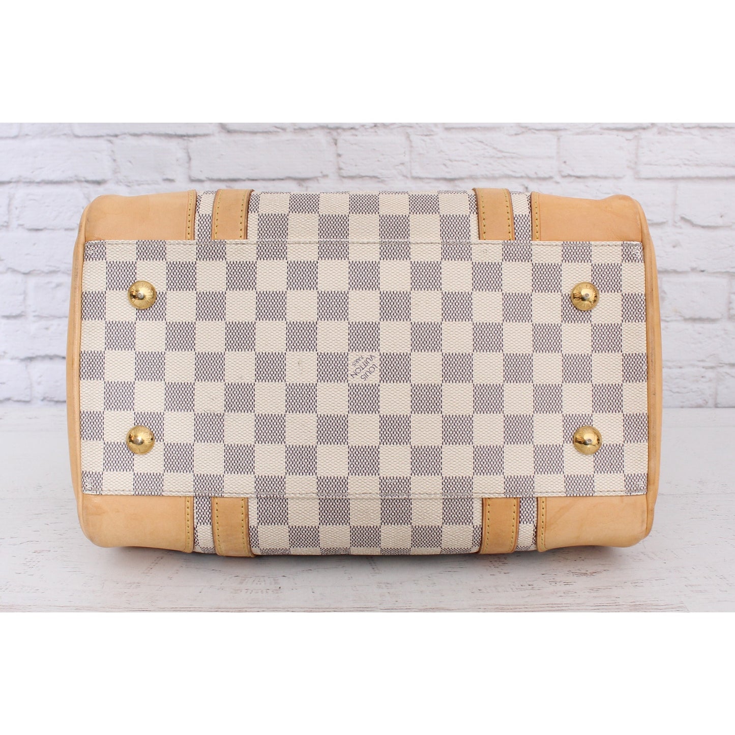 Louis Vuitton Berkeley Damier Azur Tote Shoulder Bag White Boston Duffle A5343
