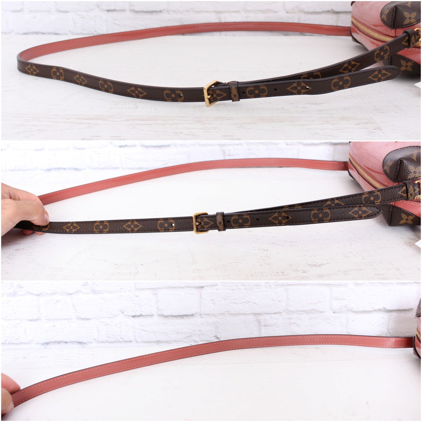 Louis Vuitton Venice Pink Patent Leather Crossbody Shoulder Purse Gold A4884