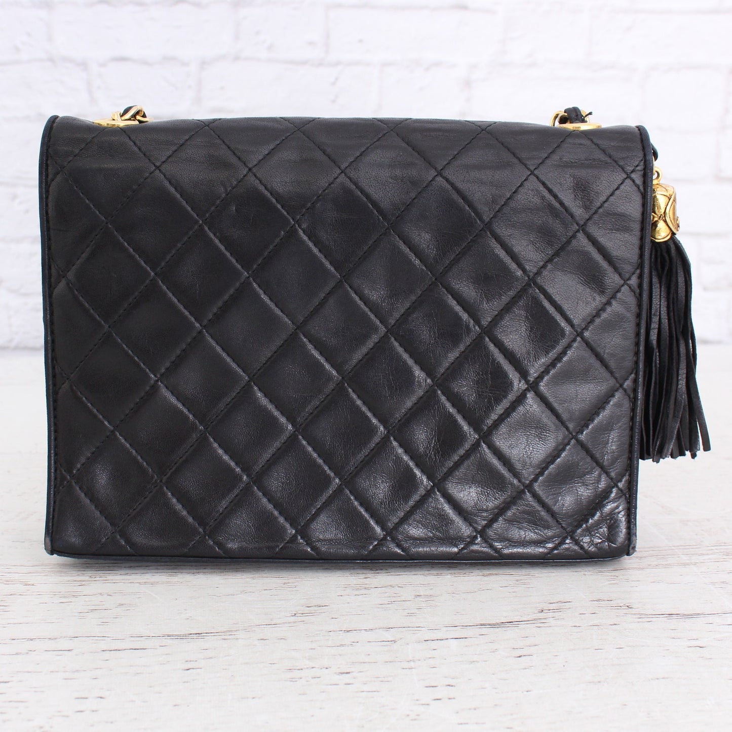 Chanel Matelasse Quilted Lambskin Black Leather Bag