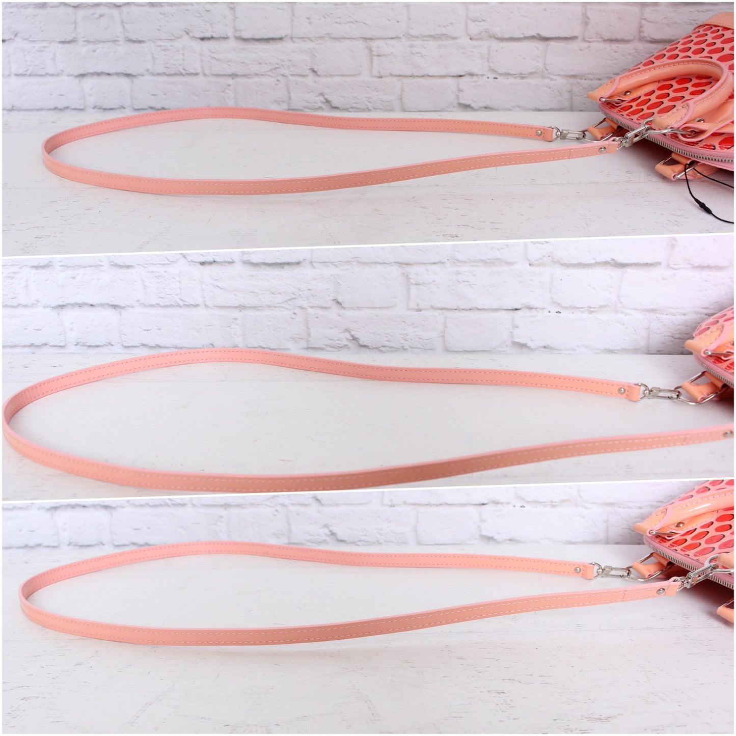 Louis Vuitton Alma BB Jung;e Dots Pink Vernis Crossbody Satchel Handbag A5535