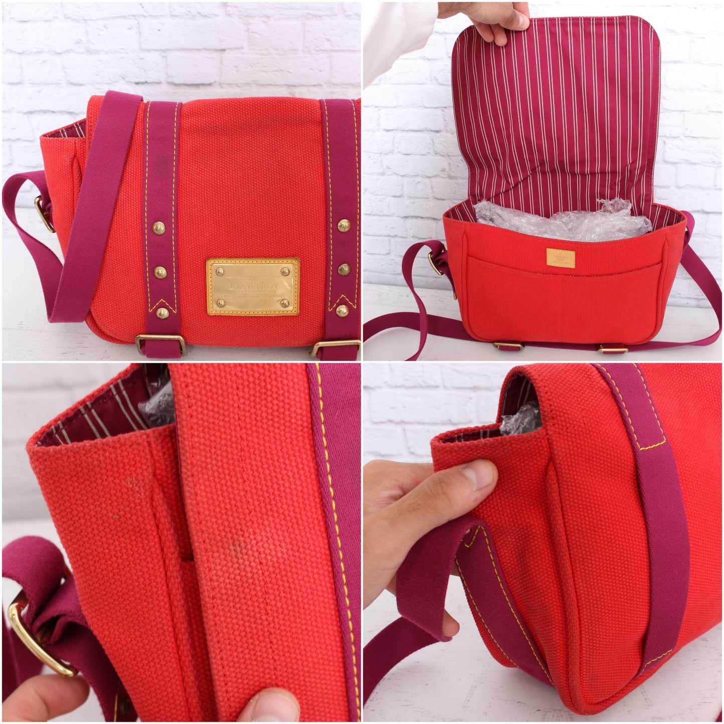 Louis Vuitton Besace PM Red Antigua Crossbody Purse Messenger Purse A3462