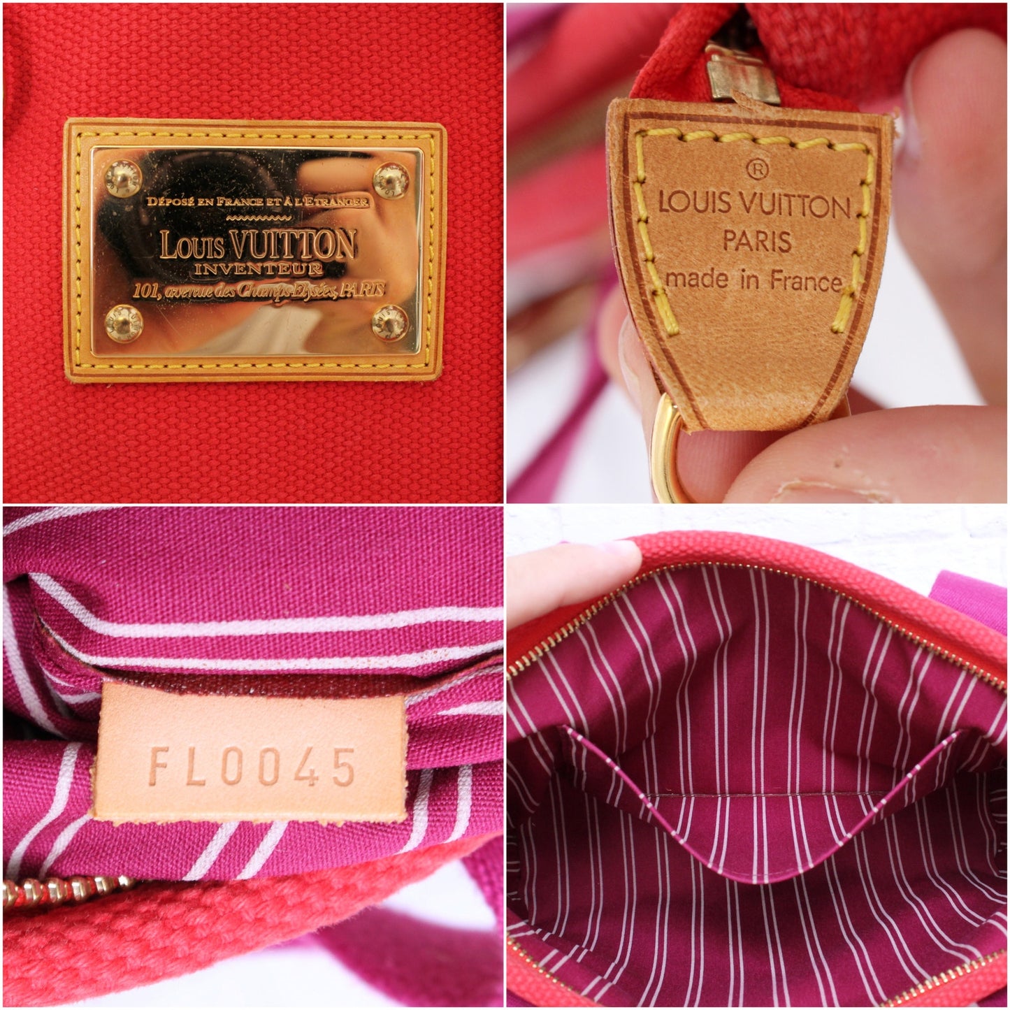 Louis Vuitton Cabas PM Antigua Red Tote Satchel Bag Purse Zip LV A5603