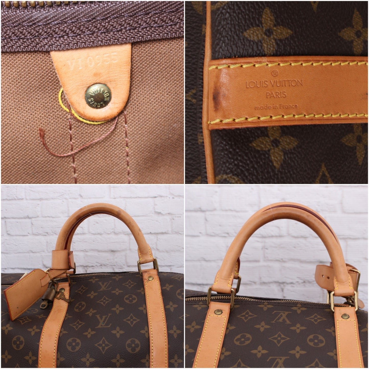 Louis Vuitton Keepall 60 Bandouliere Monogram Duffle Luggage Travel A3145