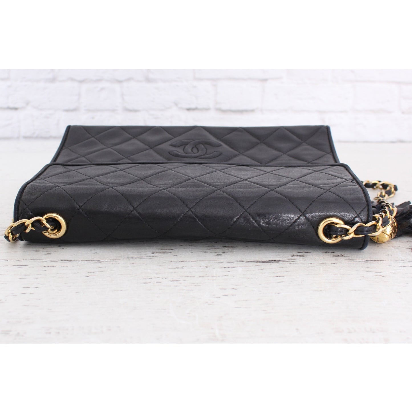 Chanel Matelasse Quilted Lambskin Black Leather Bag