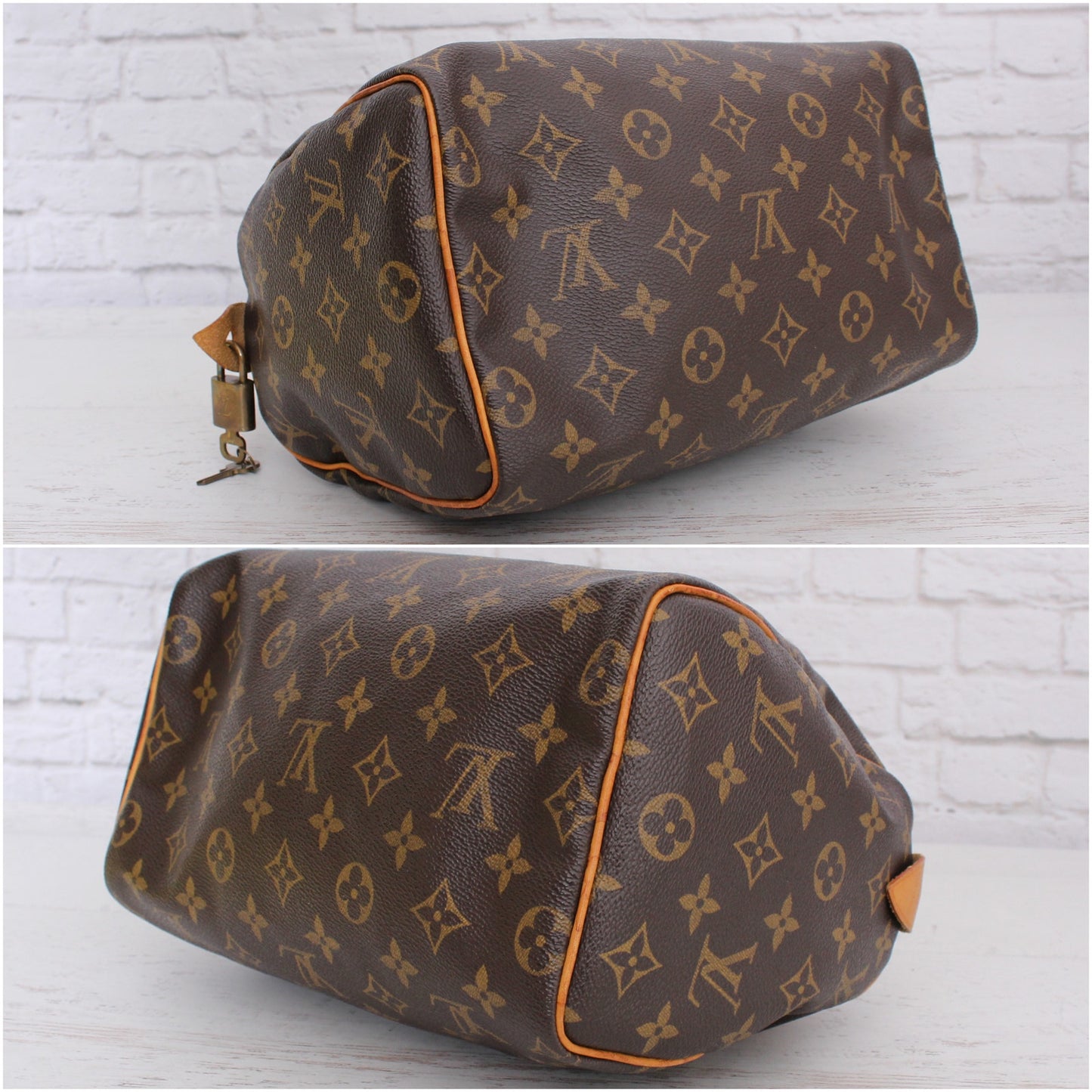 Louis Vuitton Speedy 25 Monogram Satchel Purse Handbag Leather Tote Purse A5358