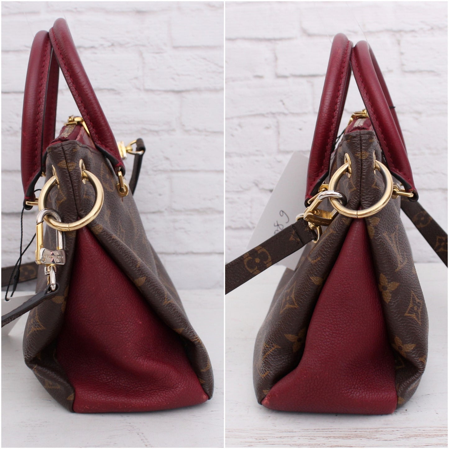 Louis Vuitton Pallas BB Monogram Raisin Satchel Crossbody Purse Tote A5089