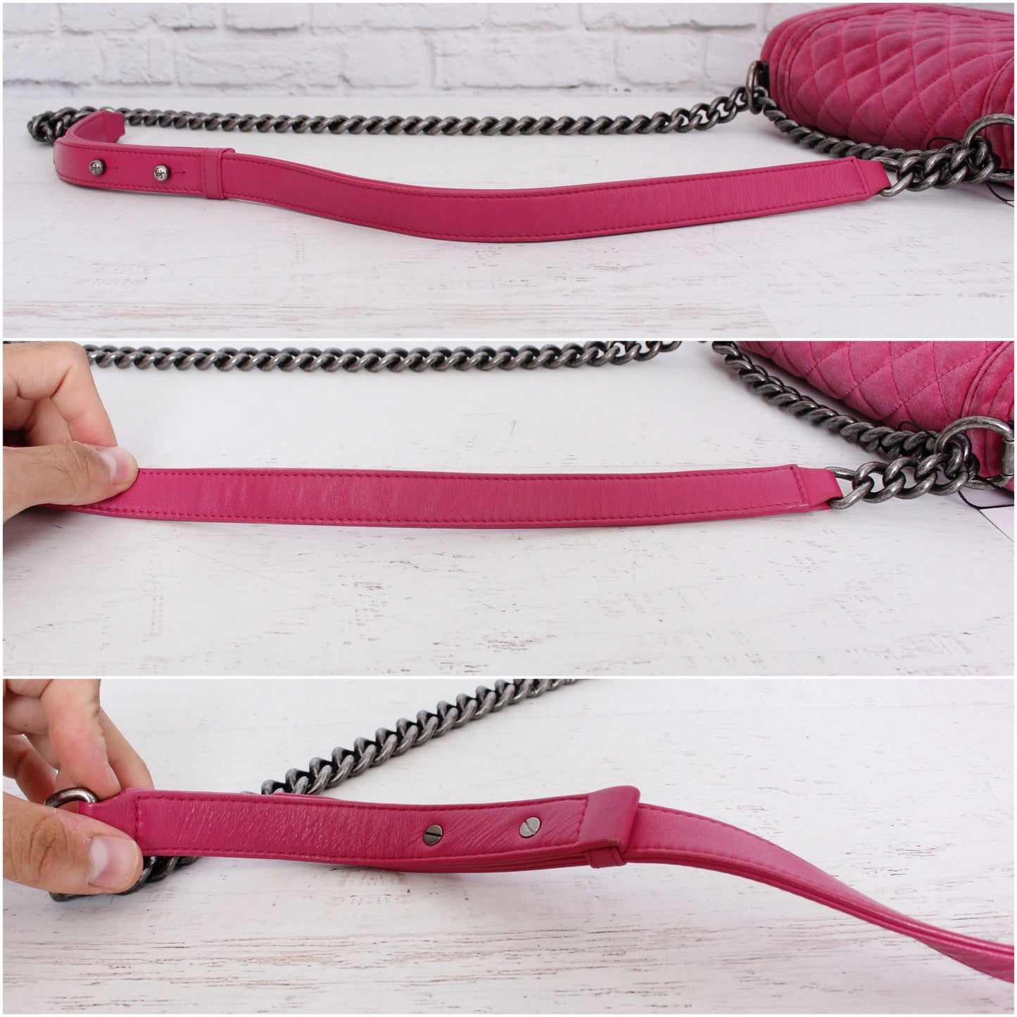 Chanel Boy Bag Pink Velour Crossbody and Shoulder Bag Purse Handbag A5365