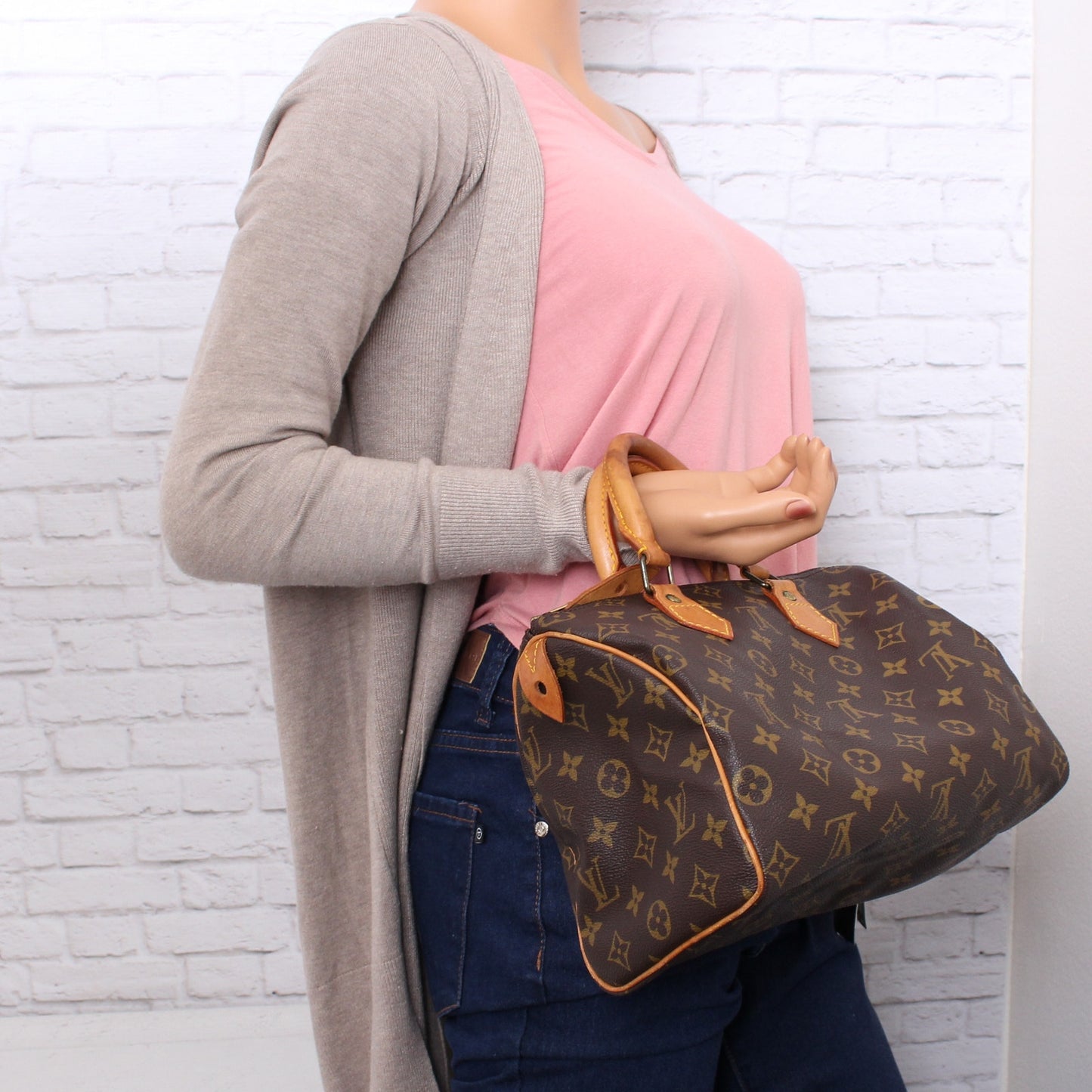 Louis Vuitton Speedy 25 Monogram Satchel Purse Handbag Leather Tote Purse A5120