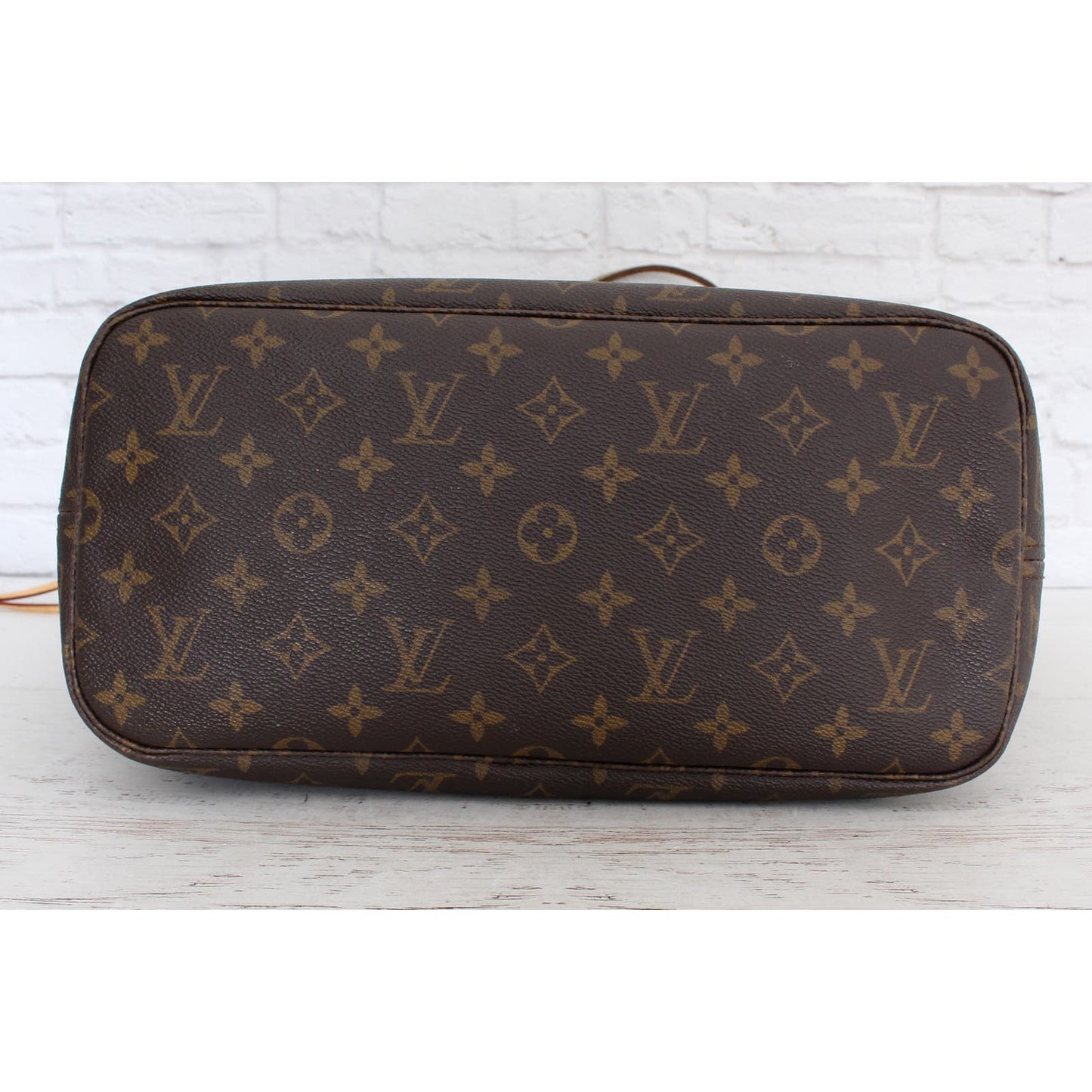 Louis Vuitton Neverfull MM Monogram Tote Shoulder Brown Beige Leather