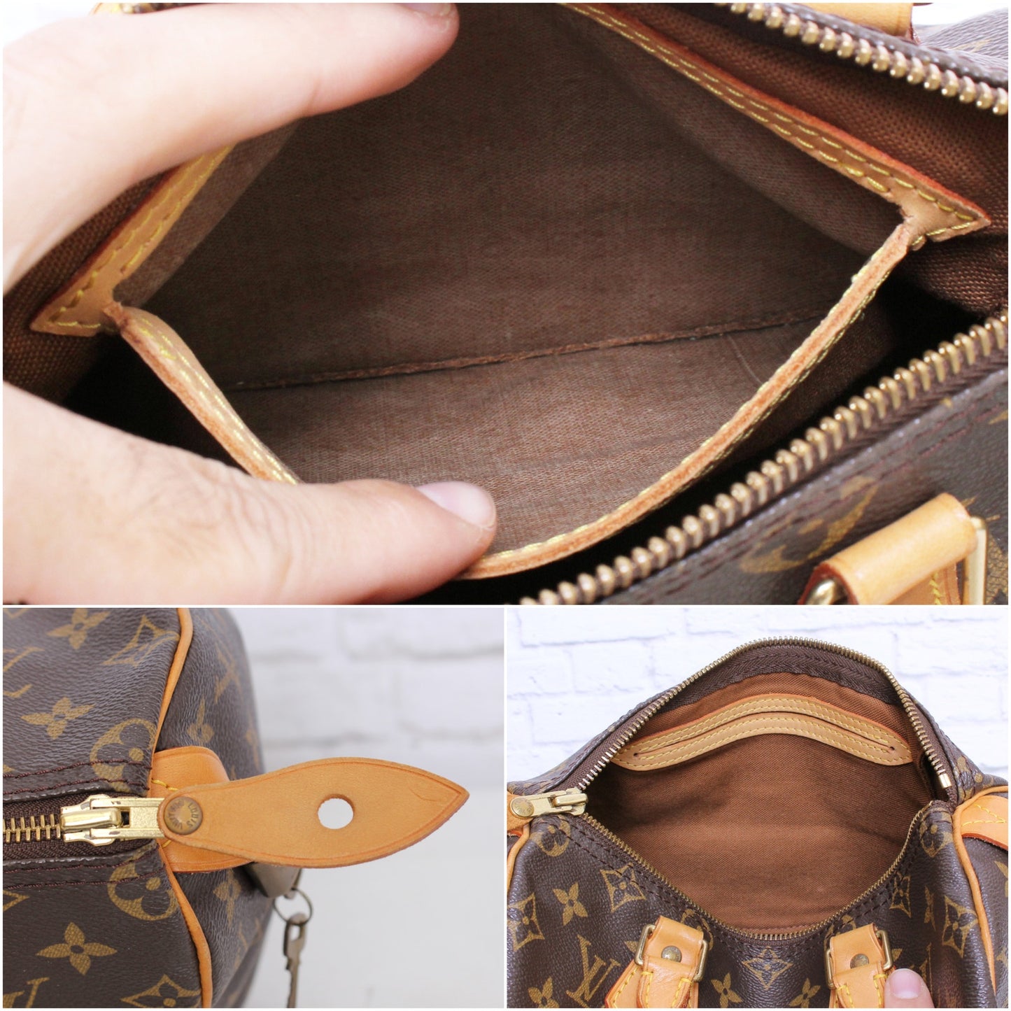 Louis Vuitton Speedy 25 Monogram Satchel Purse Handbag Leather Tote Purse A5358