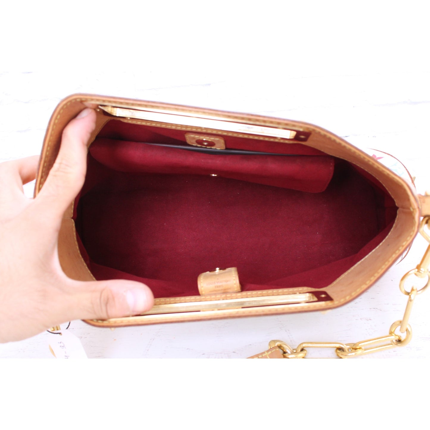 Louis Vuitton Judy MM White Multicolor Shoulder White Handbag Purse A3214