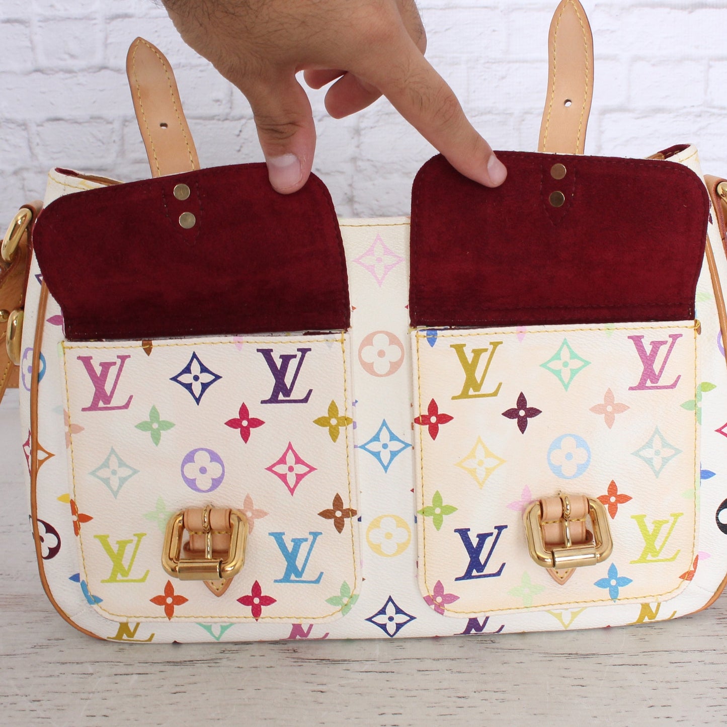 Louis Vuitton Lodge GM White Multicolor Crossbody Leather Shoulder Bag