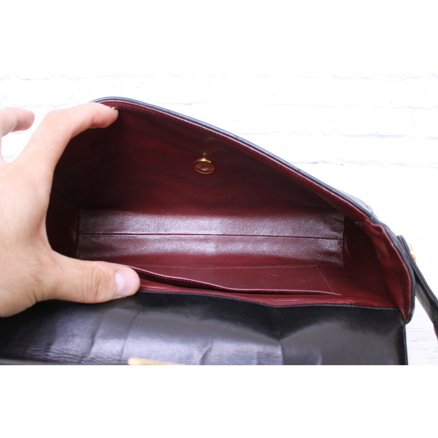 Chanel Envelope Flap V Stitch Black Lambskin Leather Shoulder Bag Purse A4747