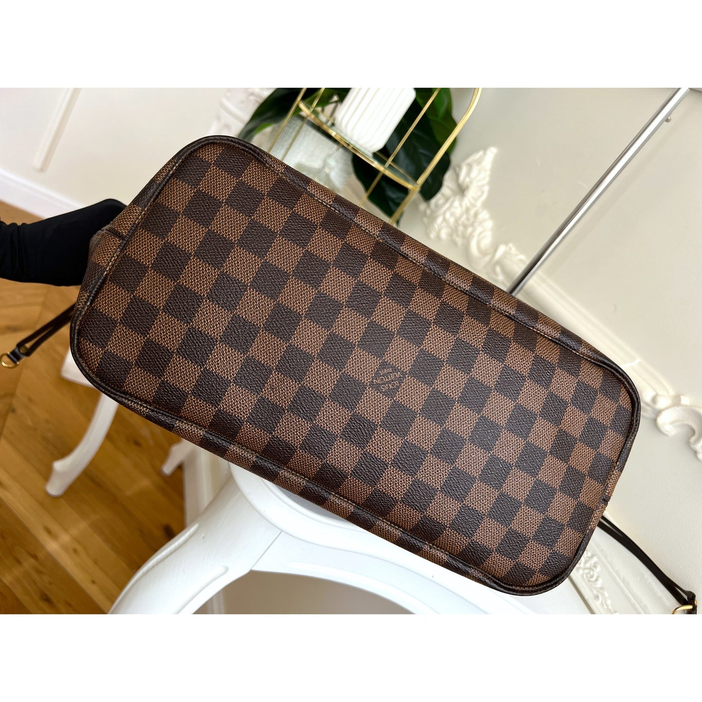 Louis Vuitton Neverfull MM Damier Ebene Leather Tote Shoulder LV Brown