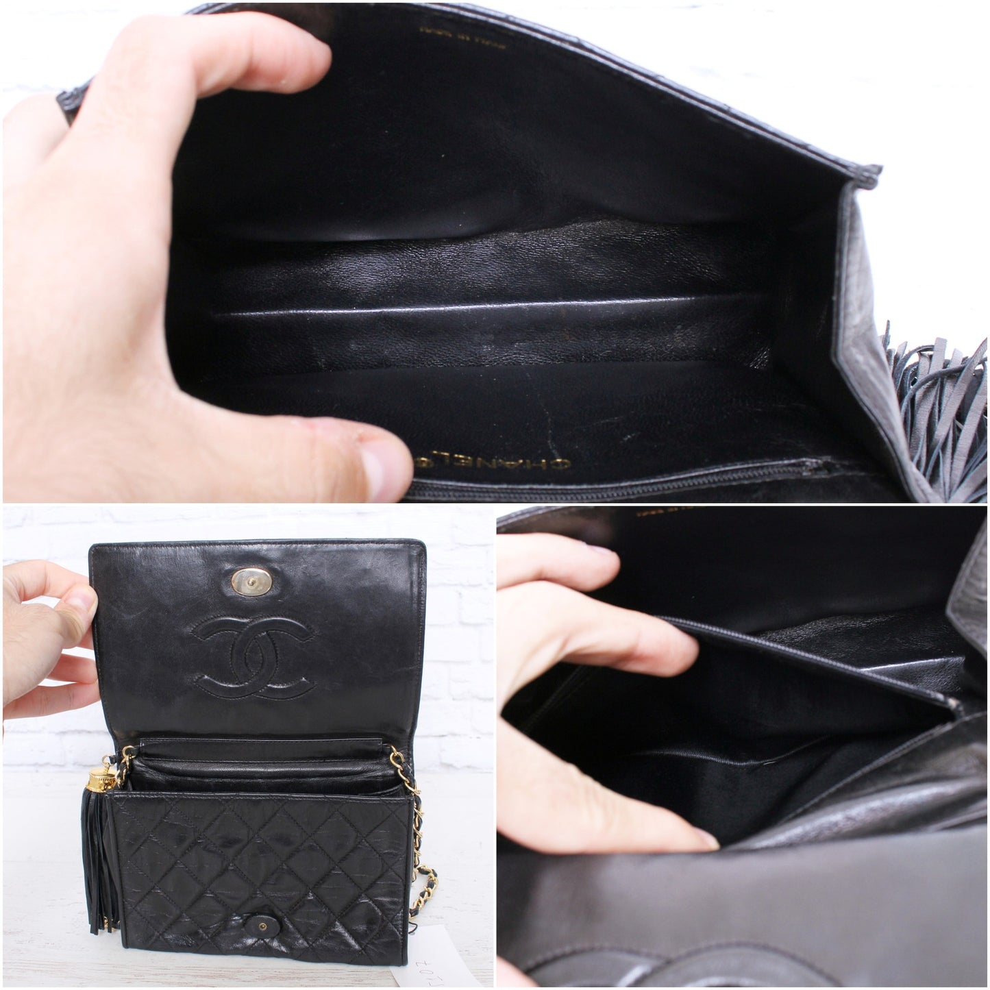 Chanel Full Flap Black Lambskin Leather Shoulder and Crossbody Purse A5107
