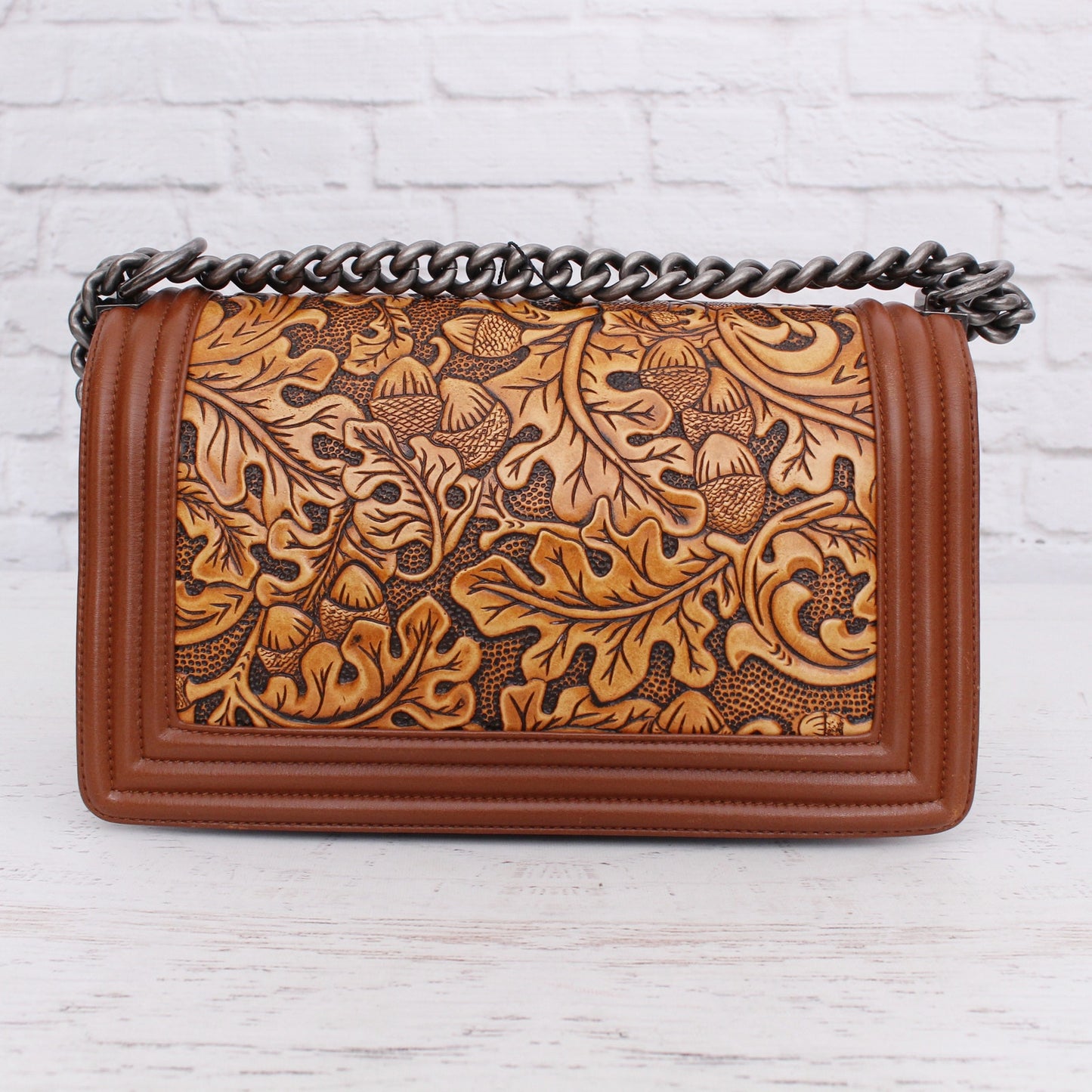 Chanel Paris-Dallas Corboda Boy Bag Embosed Calfskin Shoulder Crossbody A4817