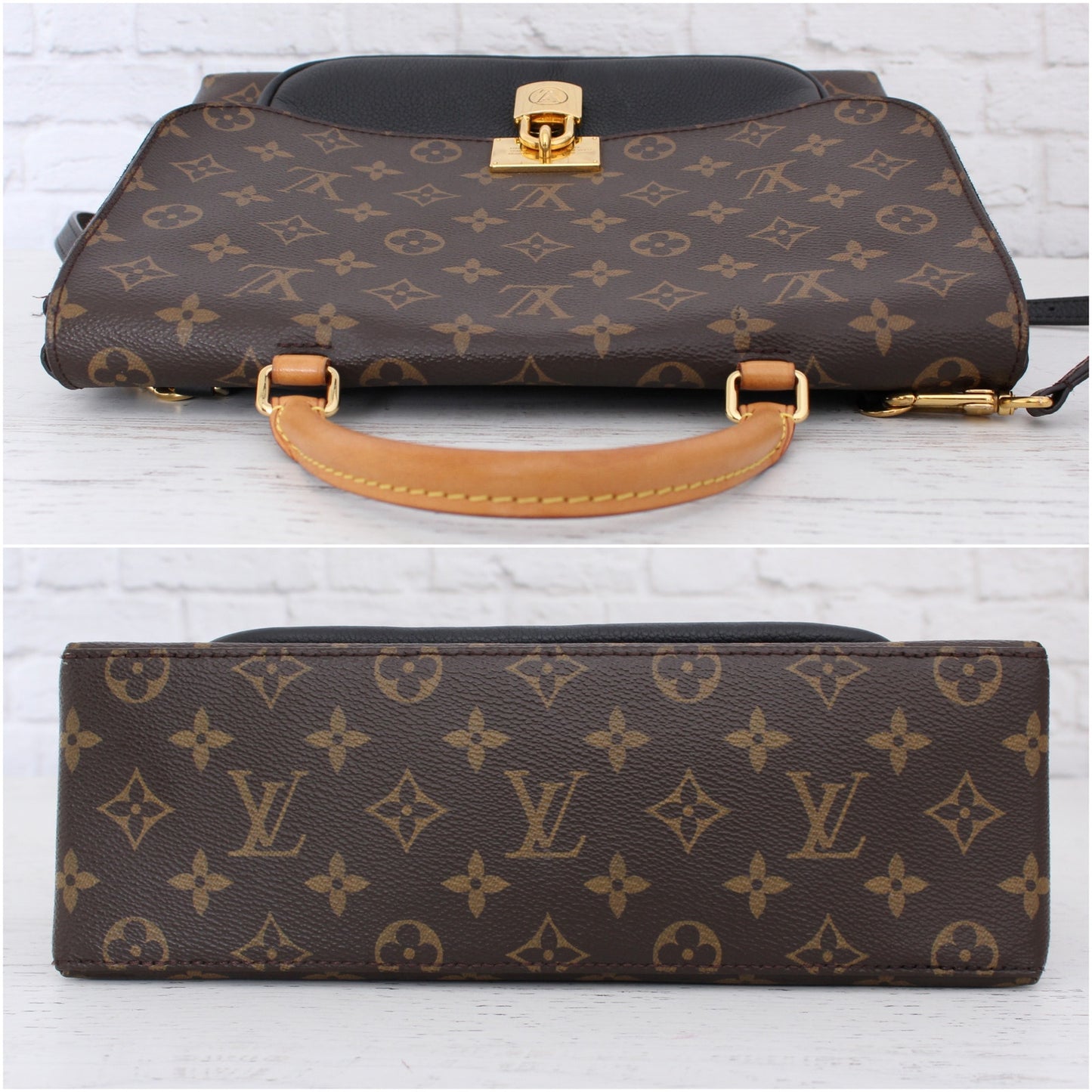 Louis Vuitton Marignan Monogram Leather Crossbody & Satchel Black Purse