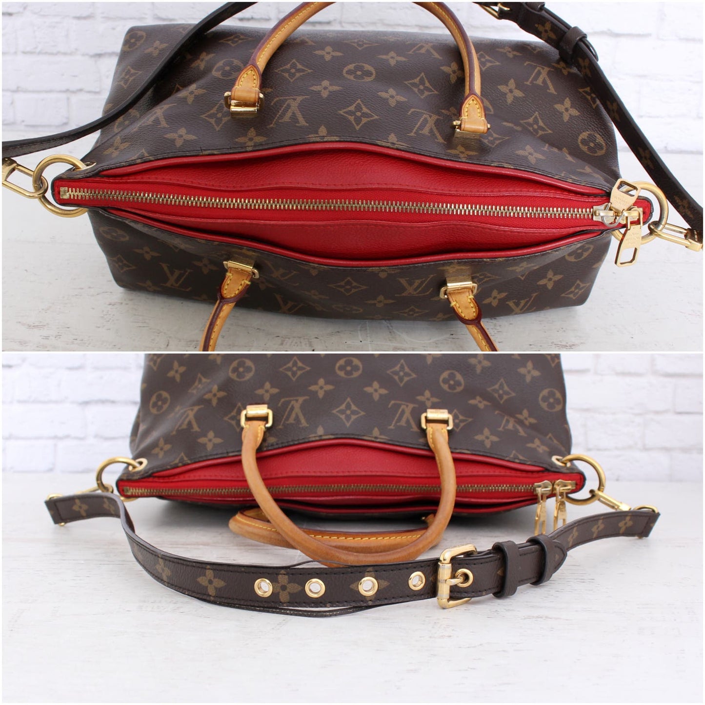 Louis Vuitton Pallas Cerise Red MM Monogram Shoulder Bag