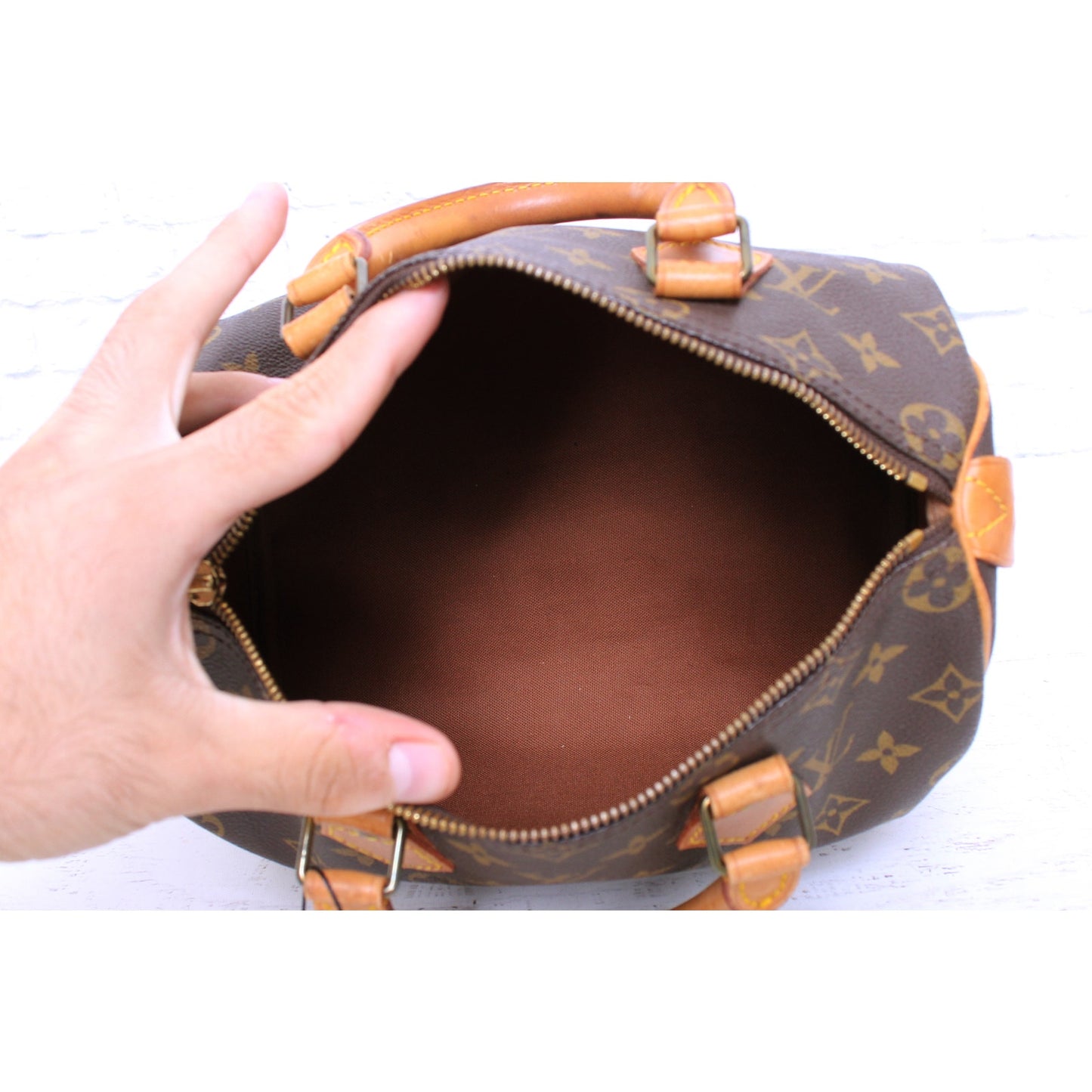 Louis Vuitton Speedy 25 Monogram Satchel Purse Handbag Leather Tote Purse A5120