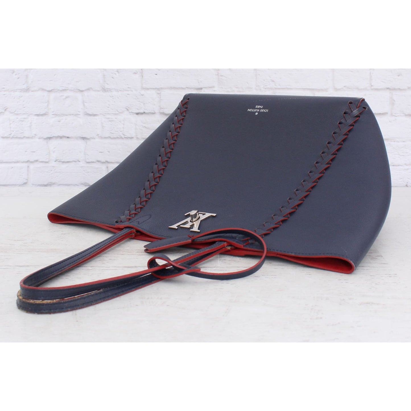 Louis Vuitton Marine Rouge Taurillon Lockme Cabas Tote Navy Leather LV