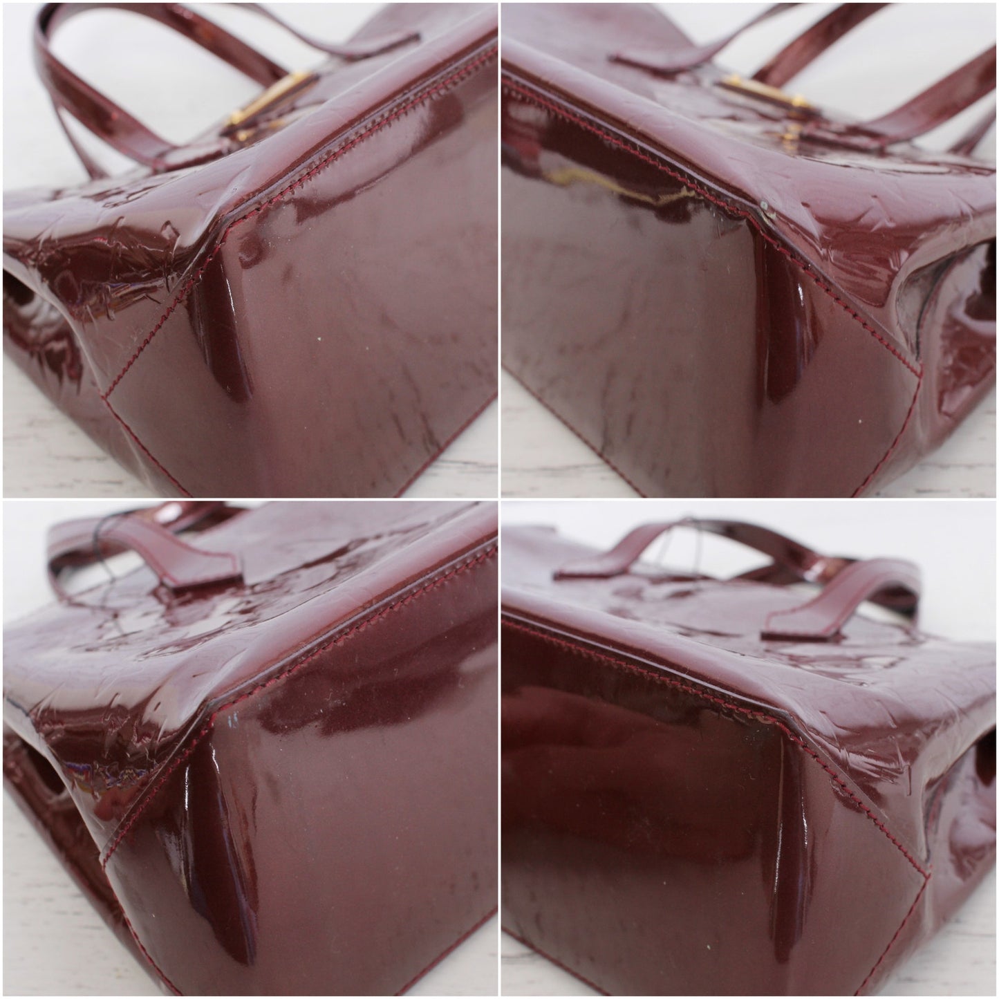 Louis Vuitton Wilshire PM Amarante Vernis Satchel Purse Handbag Pocket A5099