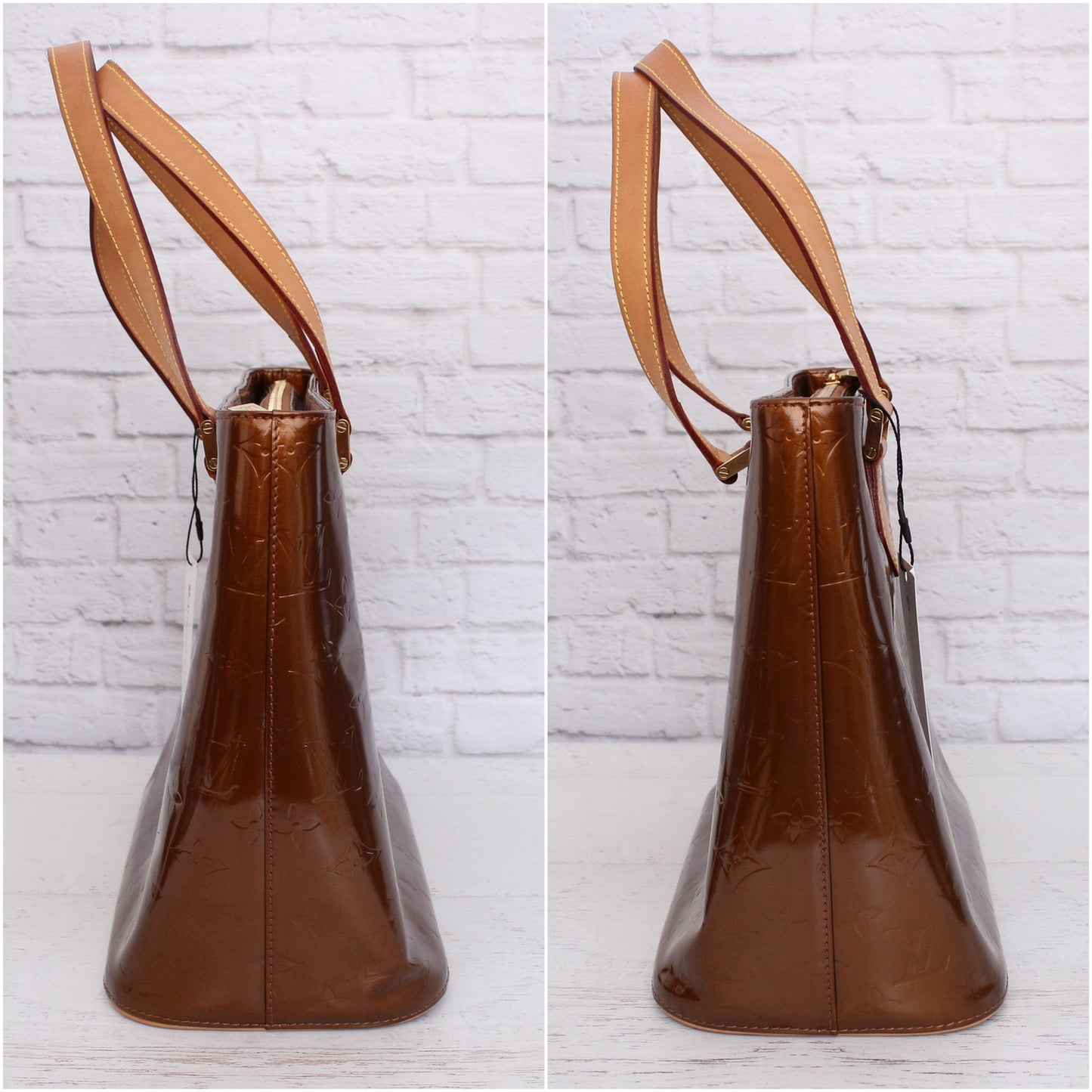 Louis Vuitton Houston Caramel Vernis Satchel Shoulder Handbag Purse Tote A5121