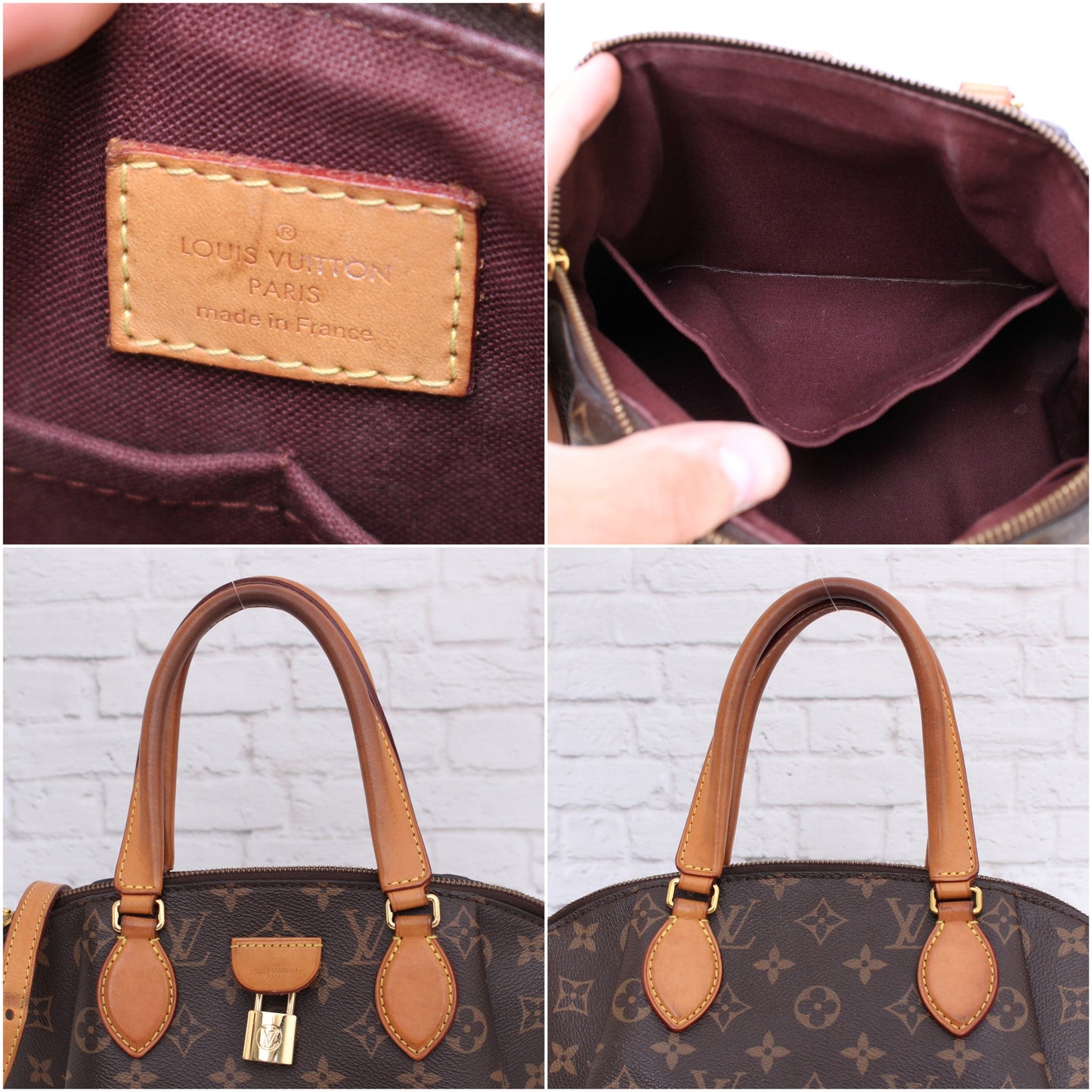 Louis Vuitton Rivoli PM Crossbody Monogram Canvas Satchel Brown Handbag A3573