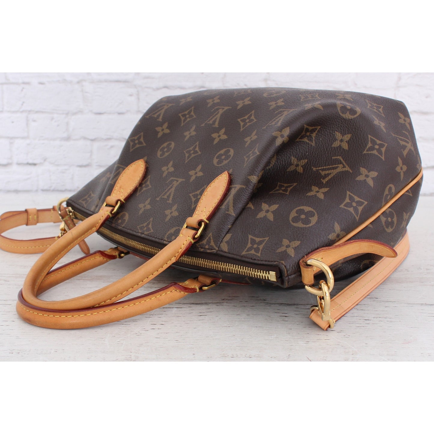 Louis Vuitton Turenne PM Monogram Crossbody Purse Canvas Satchel Brown