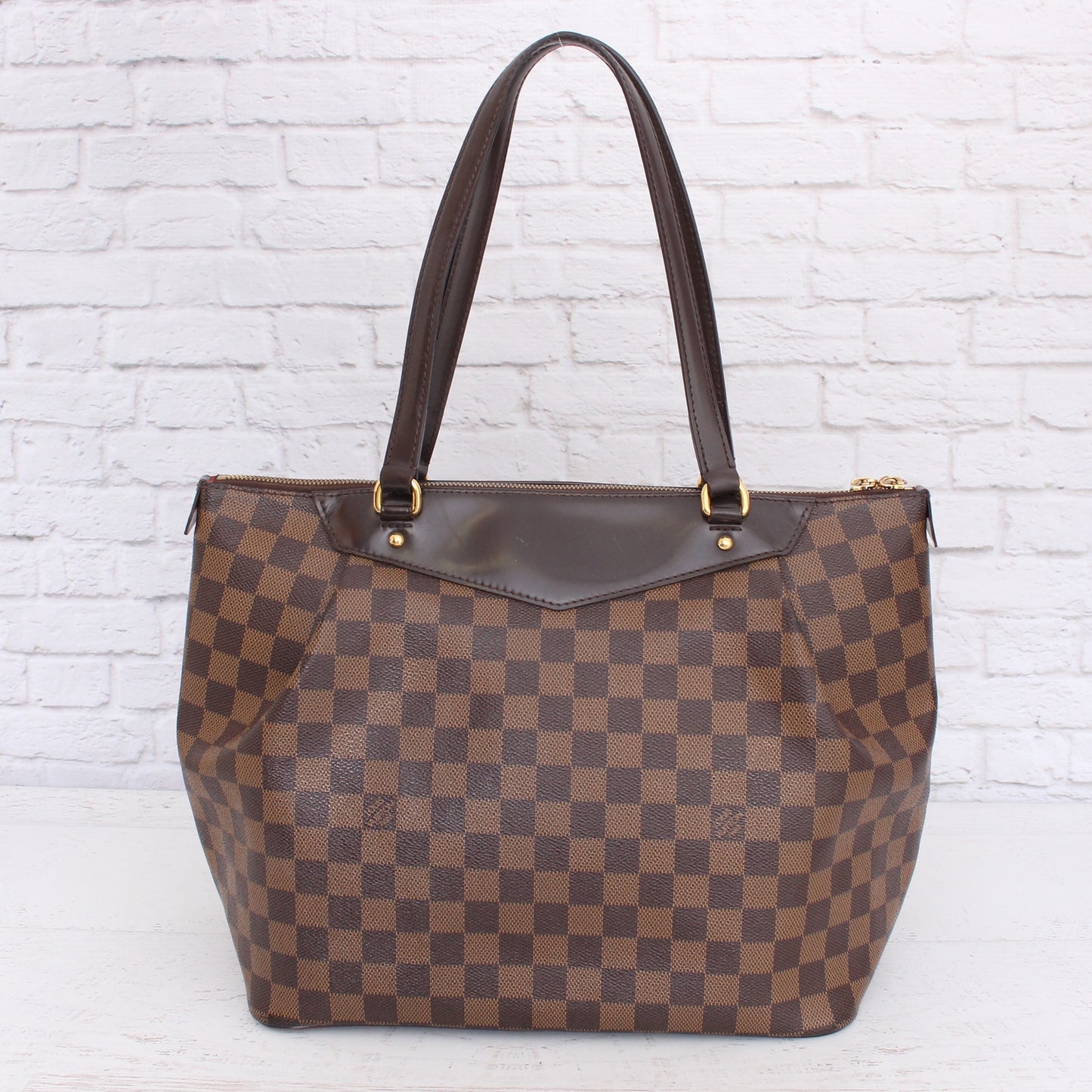 Louis Vuitton Westminster PM Damier Ebene Tote Brown Shoulder Handbag A3451