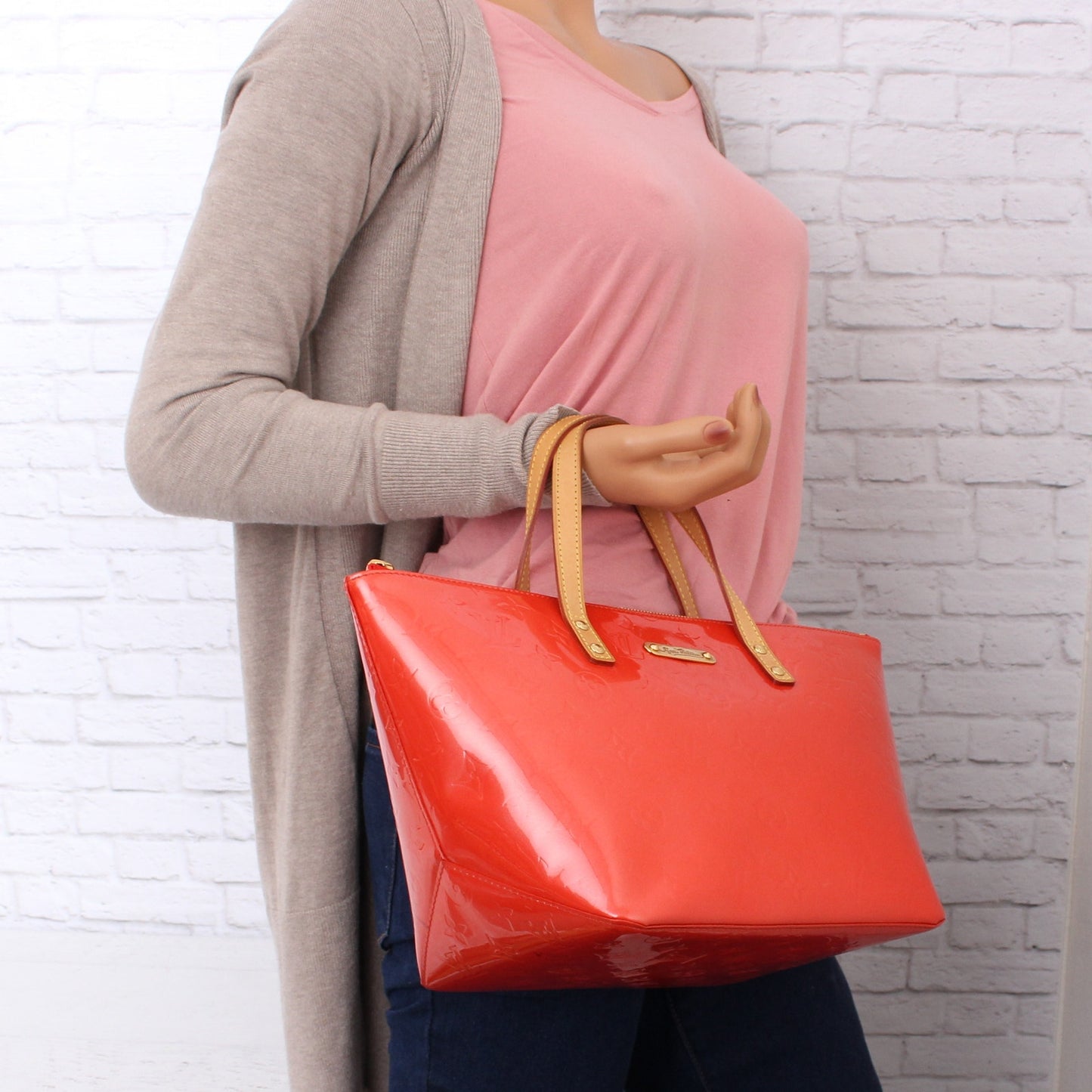 Louis Vuitton Bellevue PM Red Vernis Satchel Shoulder Tote Purse A4801