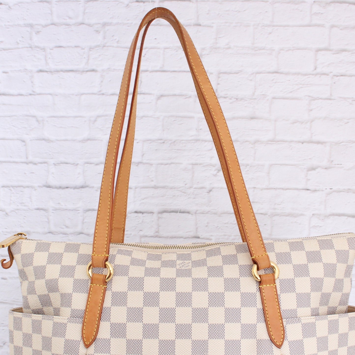 Louis Vuitton Totally MM Damier Azur Tote Shoulder Purse Handbag Canvas