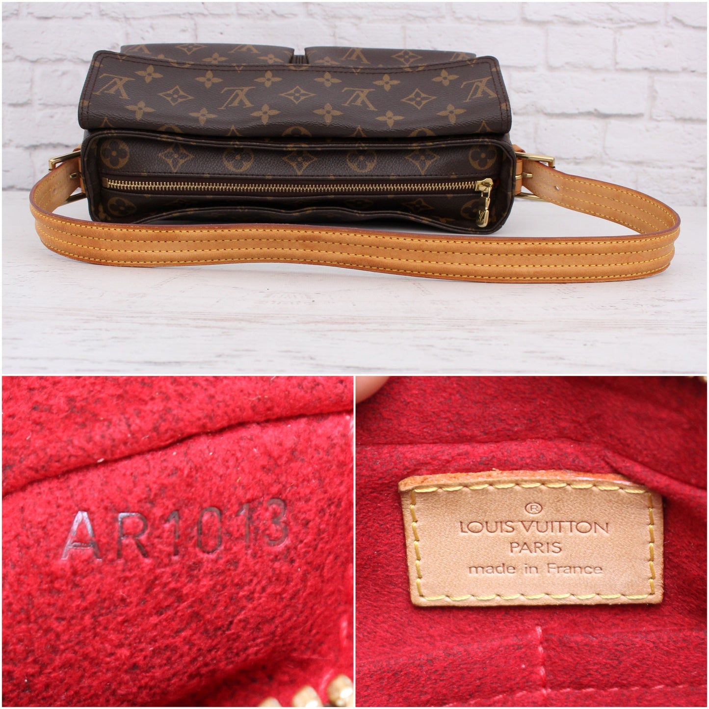 Louis Vuitton Viva Cite MM Monogram Shoulder Bag Tote Brown Handbag Purse A2621