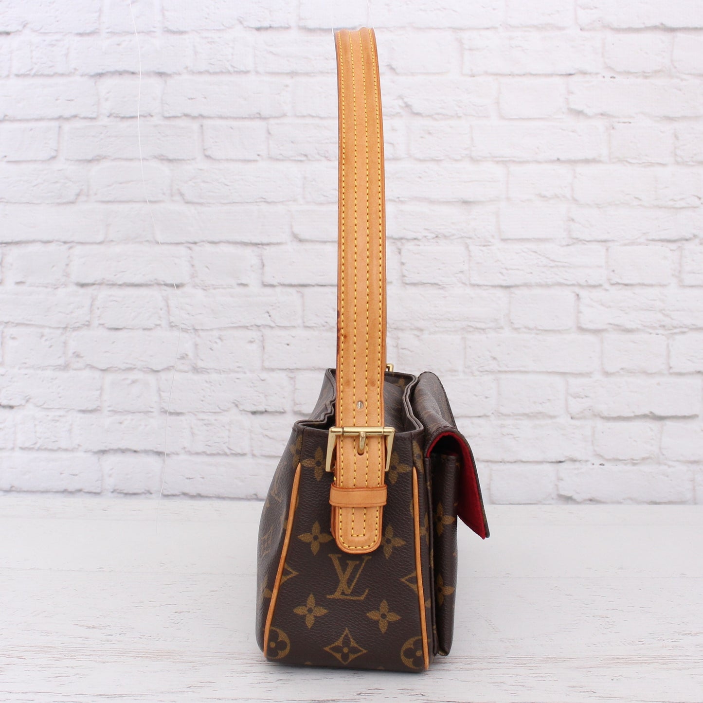 Louis Vuitton Viva Cite MM Monogram Shoulder Bag Tote Brown Handbag Purse A2621