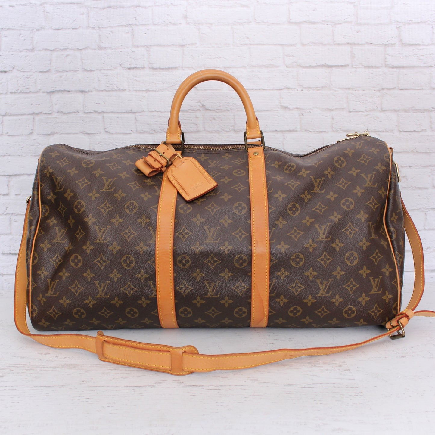 Louis Vuitton Keepall Bandouliere 55 Messenger Monogram Brown Travel A2282