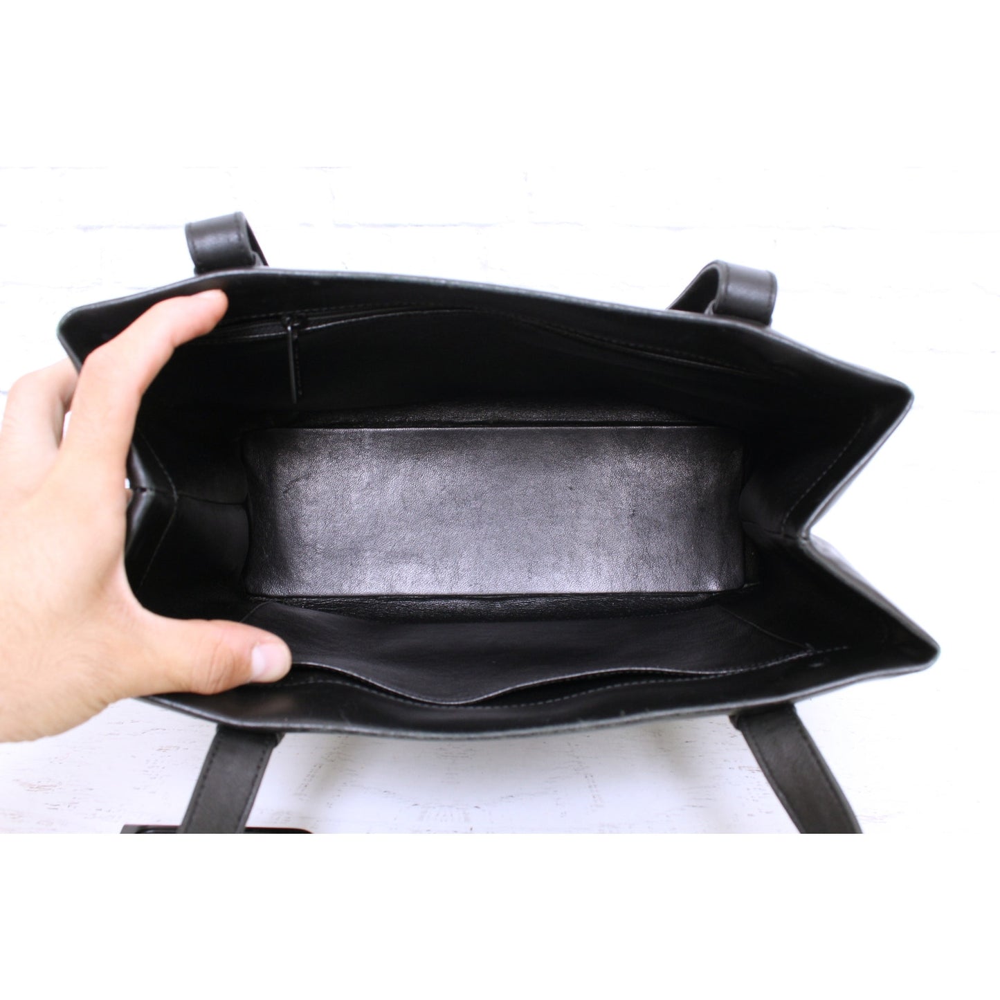 Chanel Tote Bag Black Leather Shoulder Handbag Purse A3587