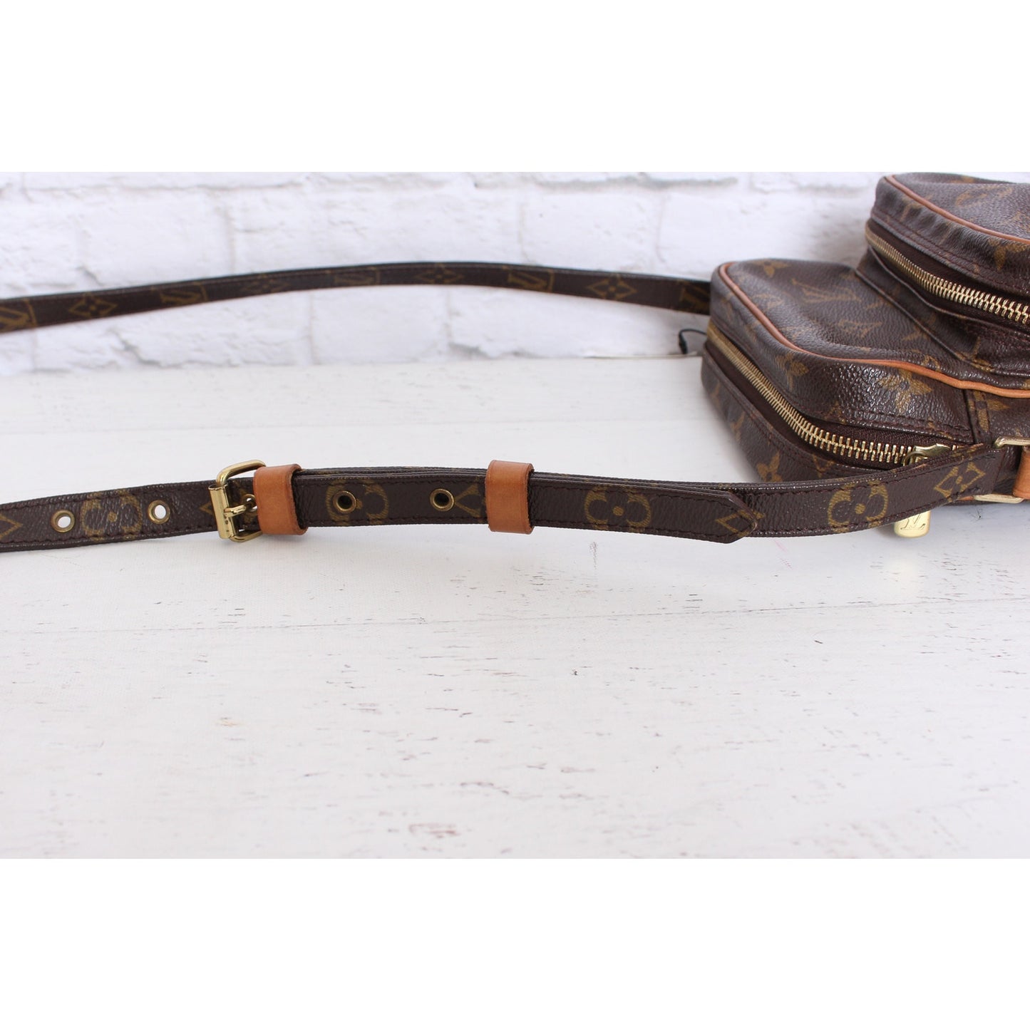 Louis Vuitton Amazon Crossbody Monogram Shoulder Bag Leather Small Purse A3943