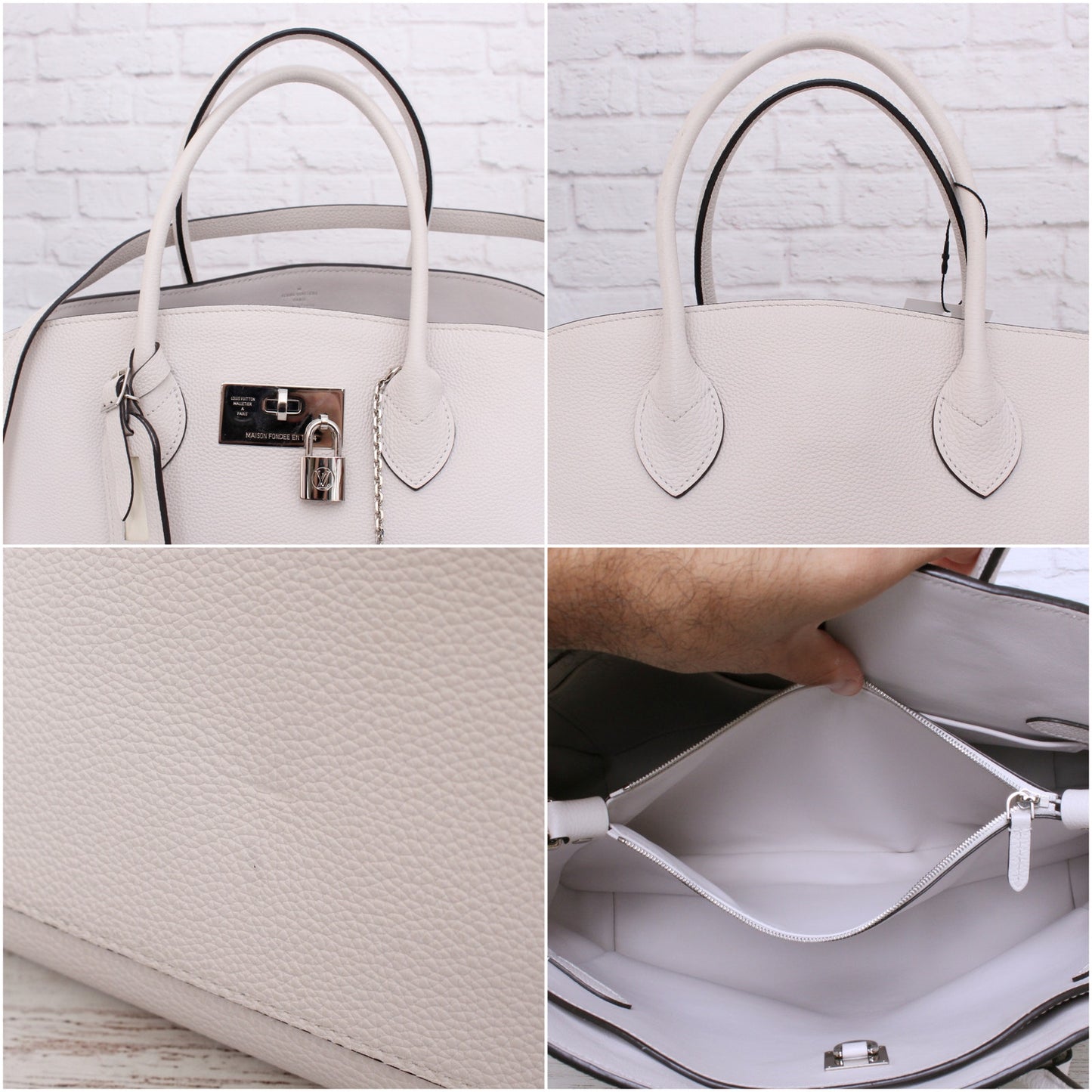 Louis Vuitton Mira MM White Taurillon Satchel Crossbody and Shoulder Purse A4780