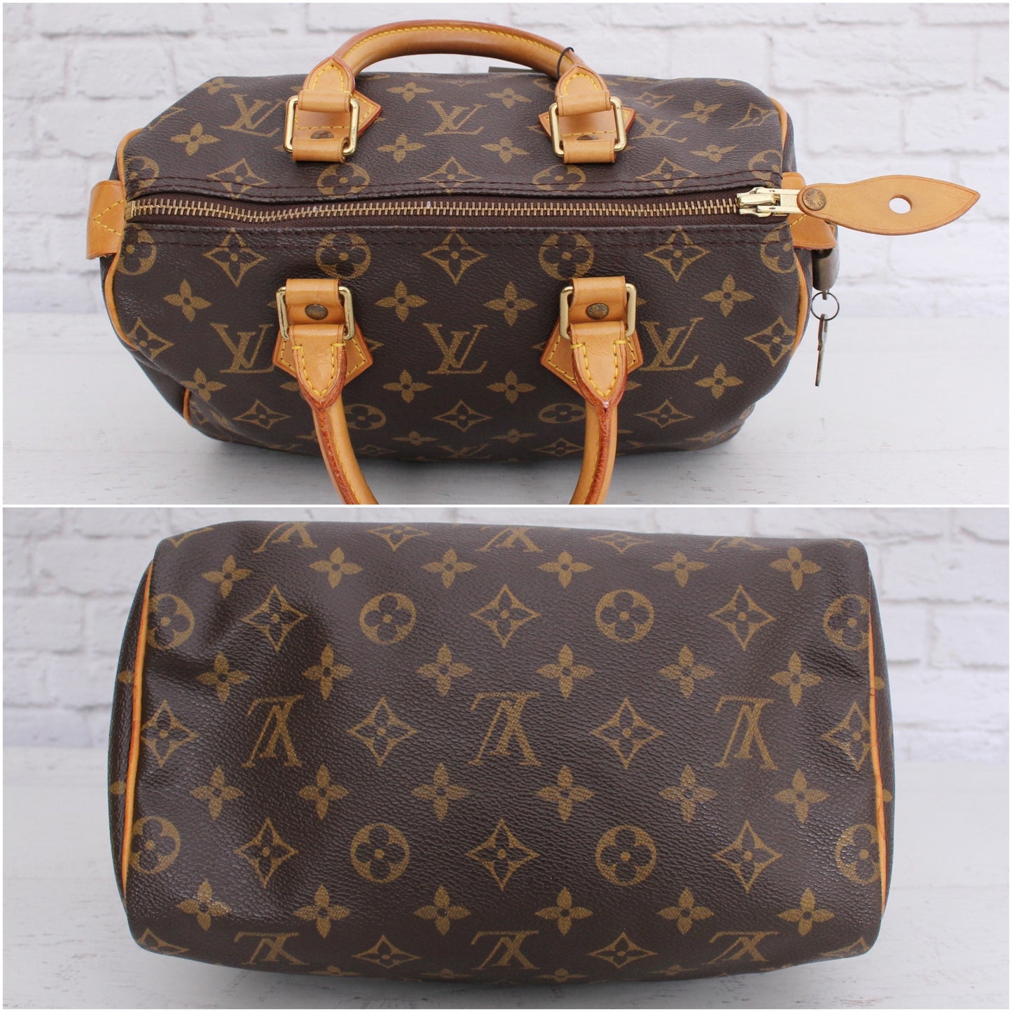 Louis Vuitton Speedy 25 Monogram Satchel Purse Handbag Leather Tote Purse A5358