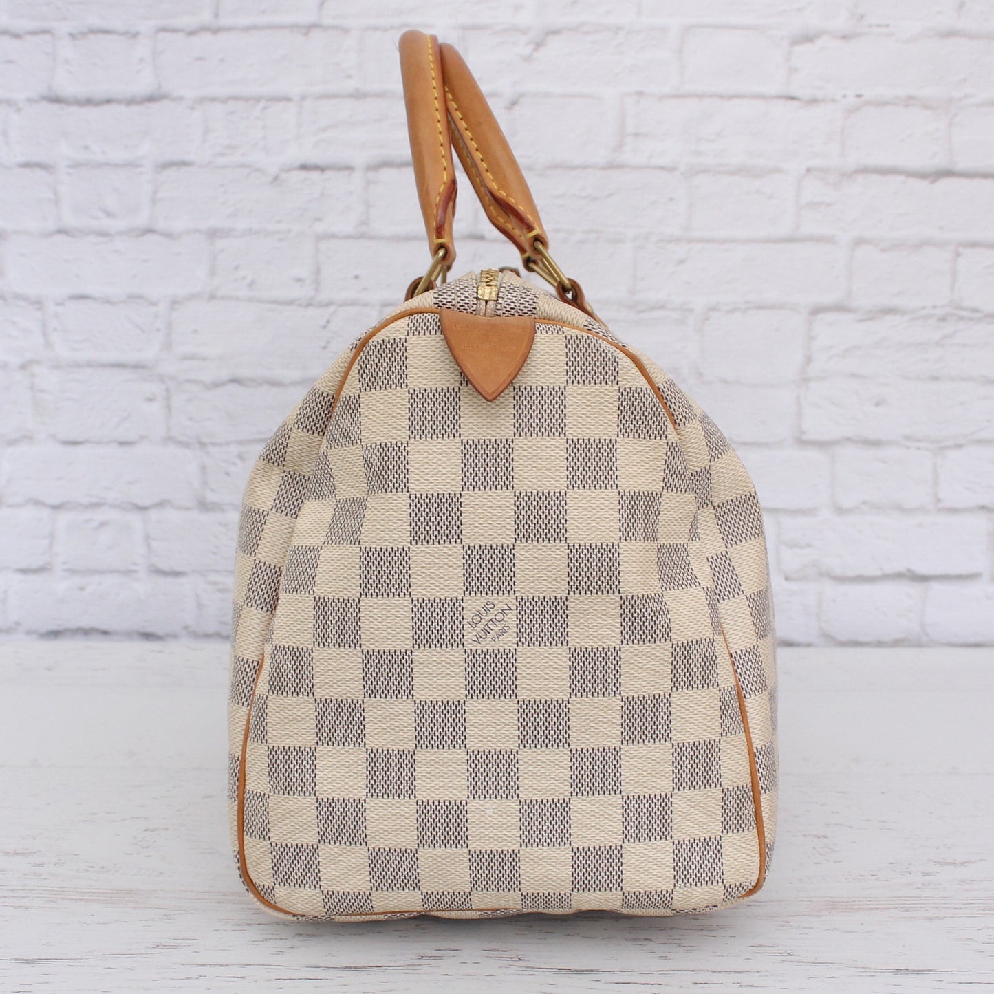 Louis Vuitton Speedy 30 Damier Azur Satchel White Tote Boston Leather